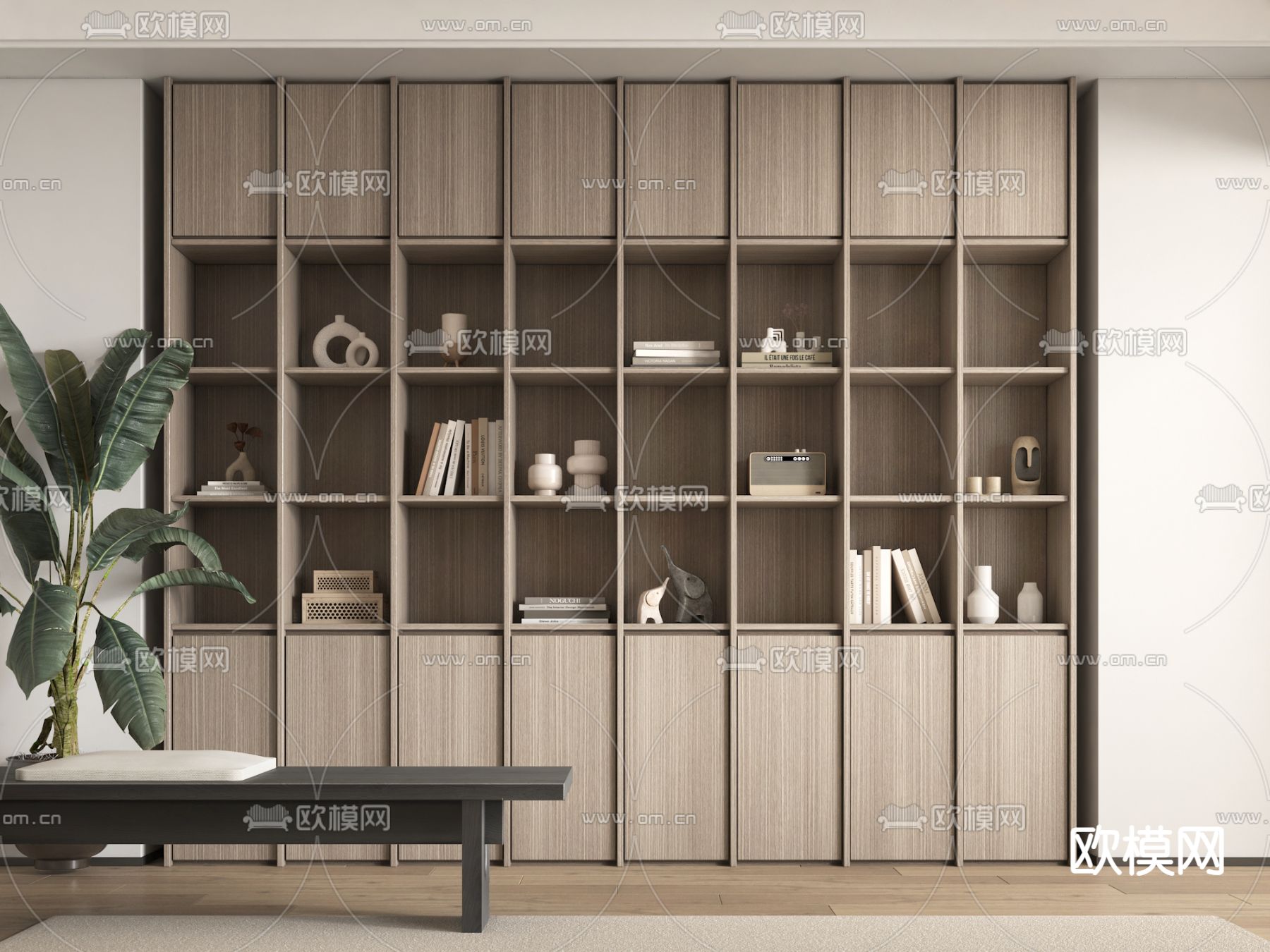 现代书柜 书架 装饰柜3d模型下载