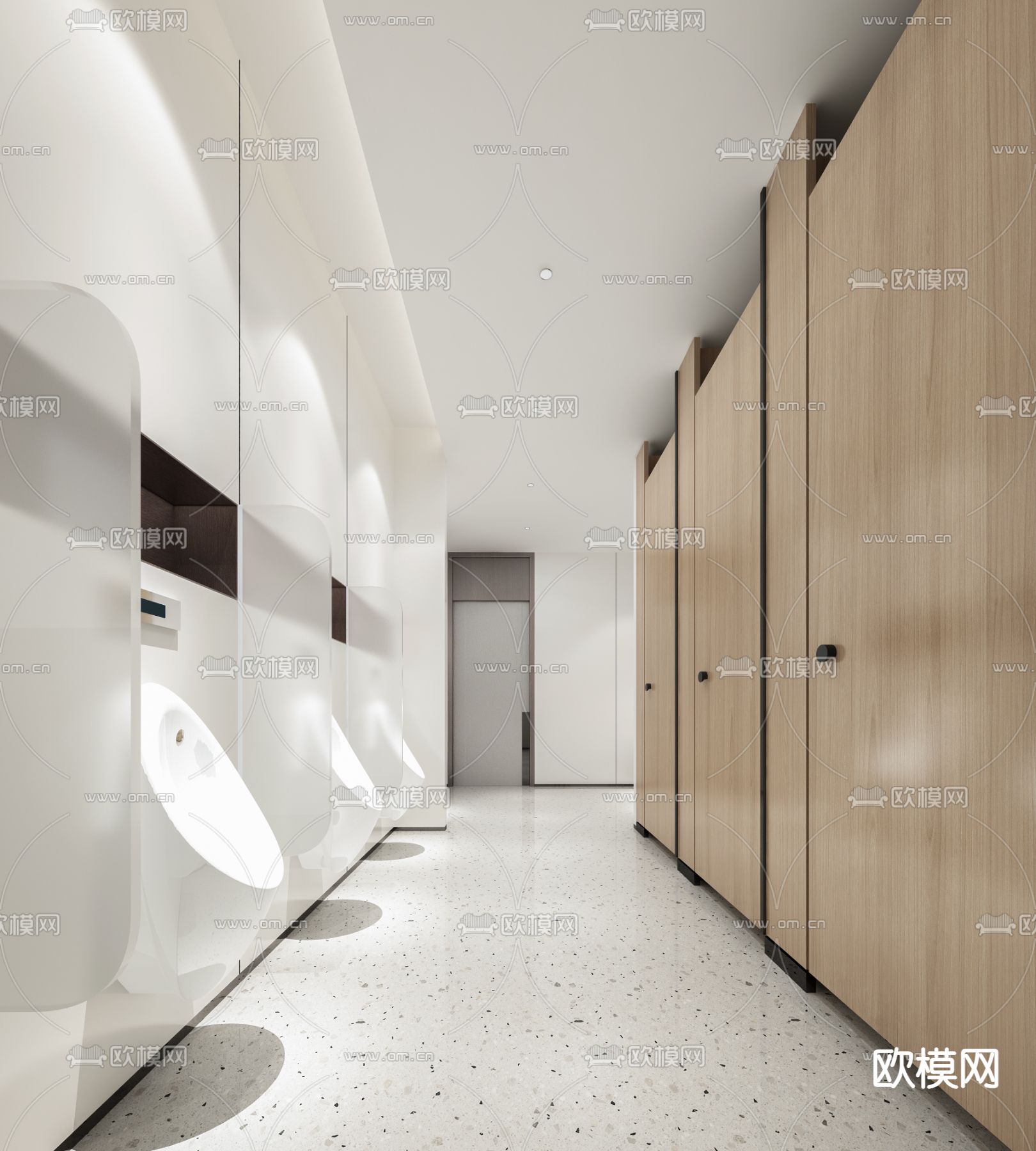 现代公共卫生间su模型下载（渲染图2）