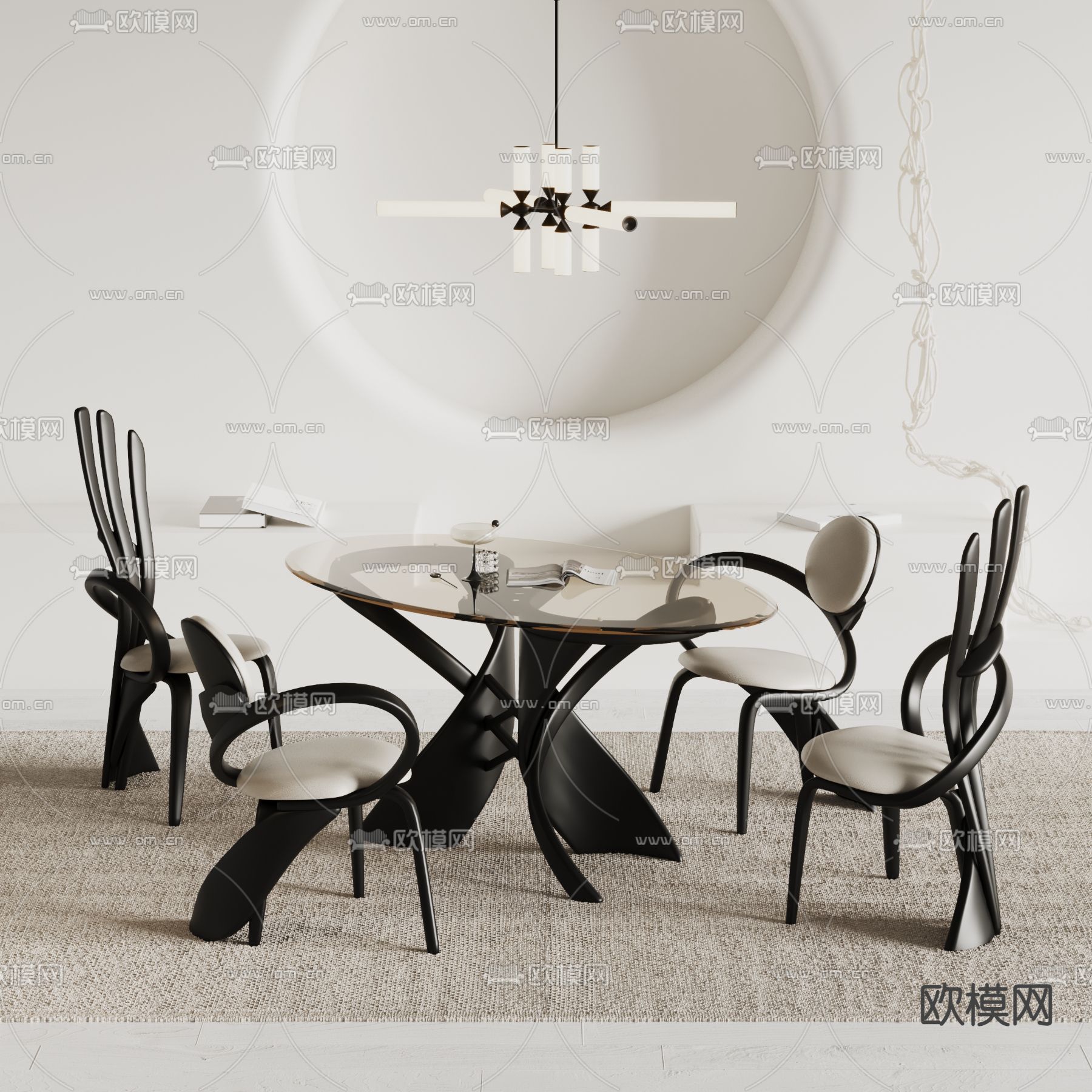 现代餐桌椅3d模型下载