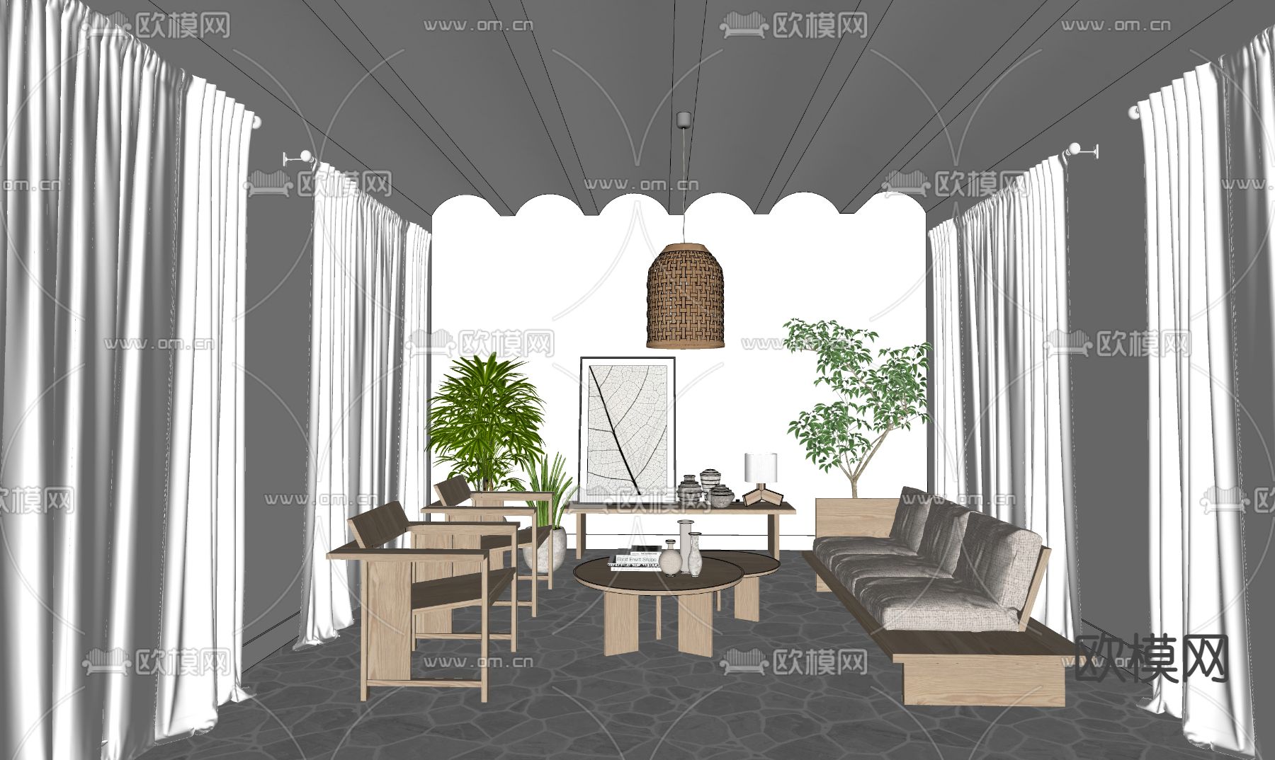 地中海客厅su模型下载（渲染图2）