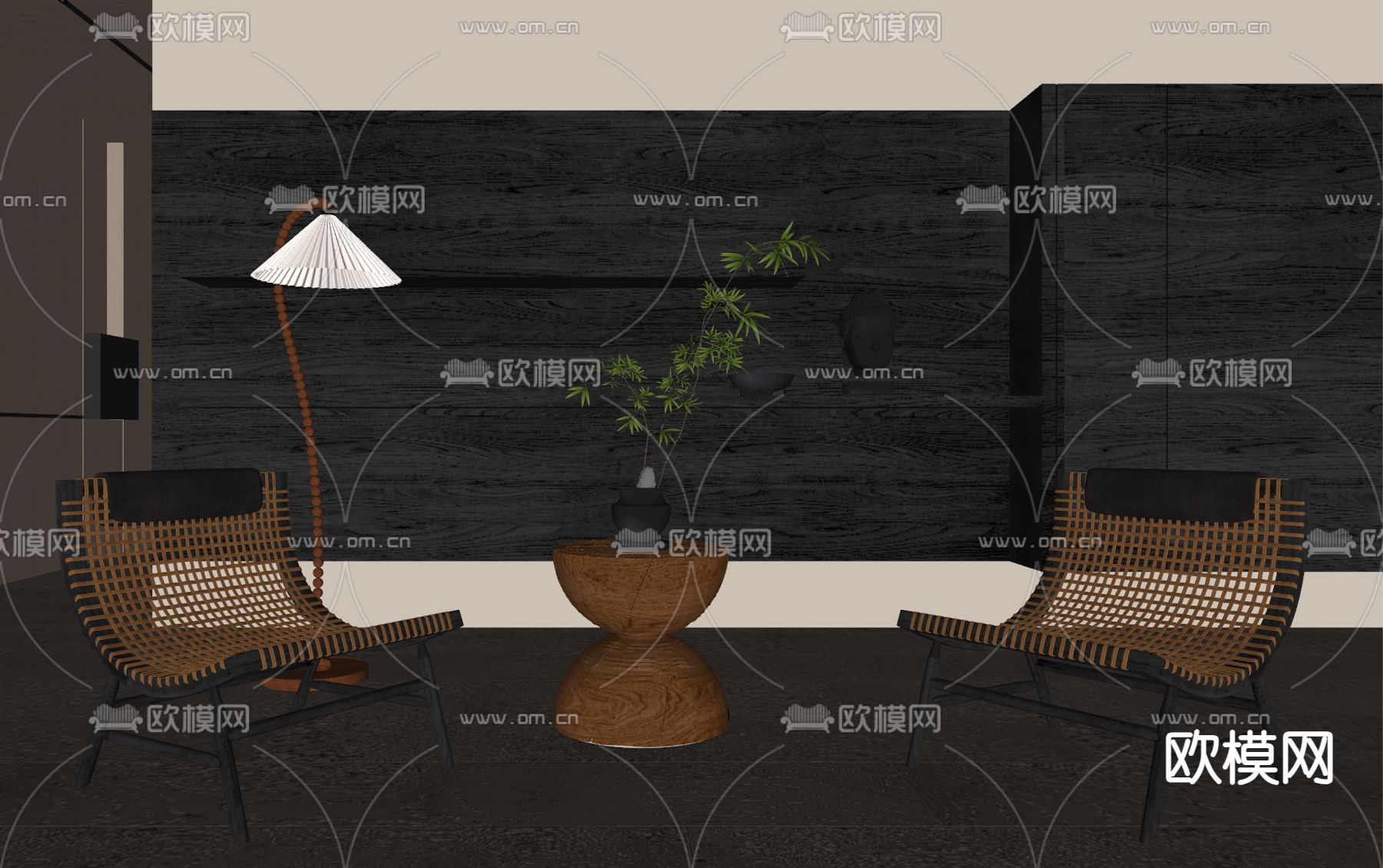 中古休闲椅su模型下载（渲染图2）