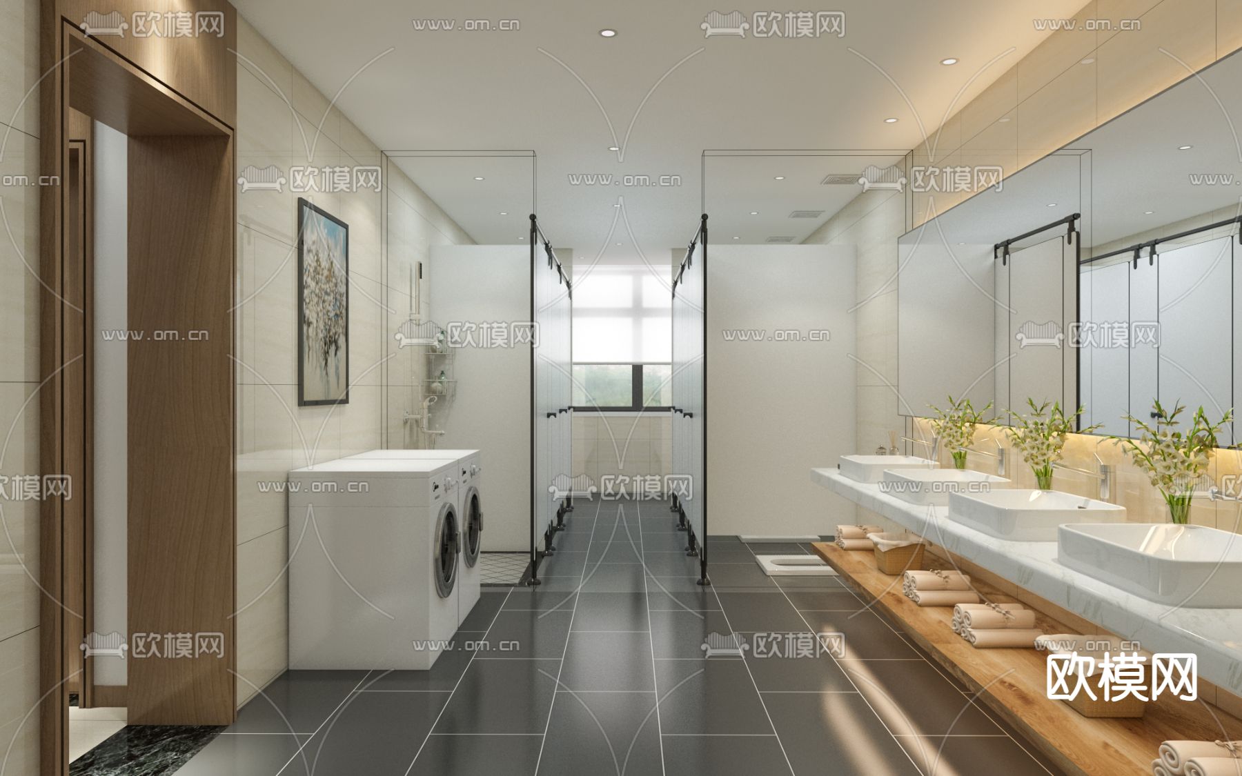 现代公共浴室免费3d模型下载