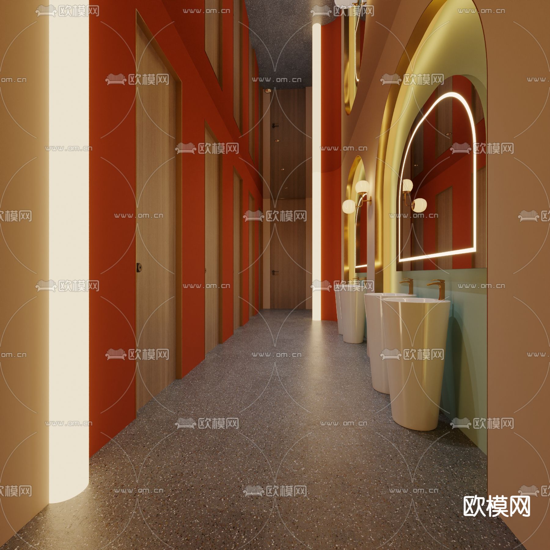 公共洗手间 酒店公厕3d模型下载