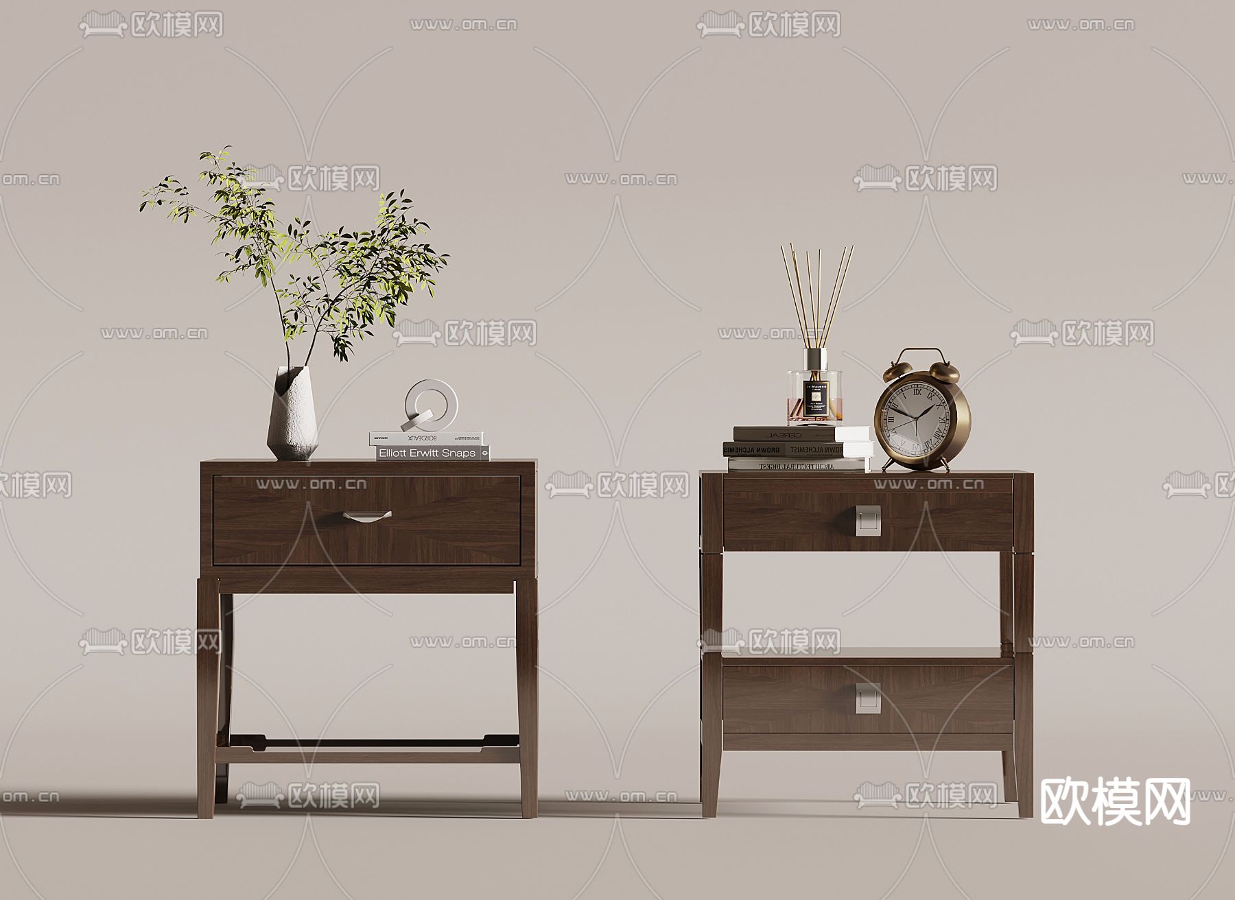 新中式床头柜3d模型下载