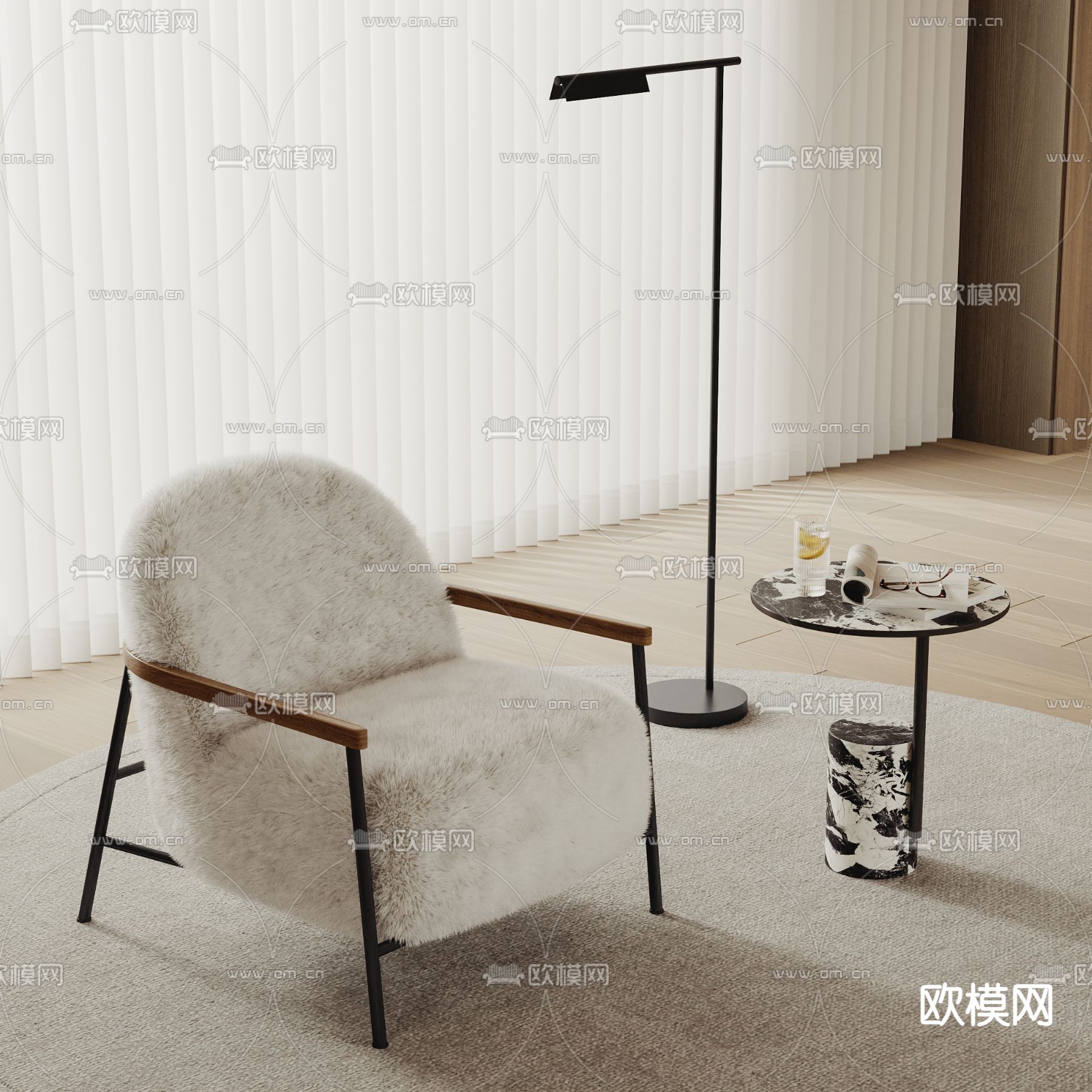 毛绒沙发椅 休闲椅3d模型下载