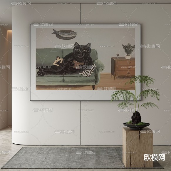 北欧装饰画 动物画 卡通画3d模型下载