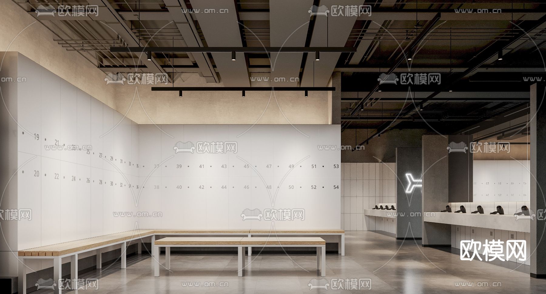 现代更衣室su模型下载（渲染图2）