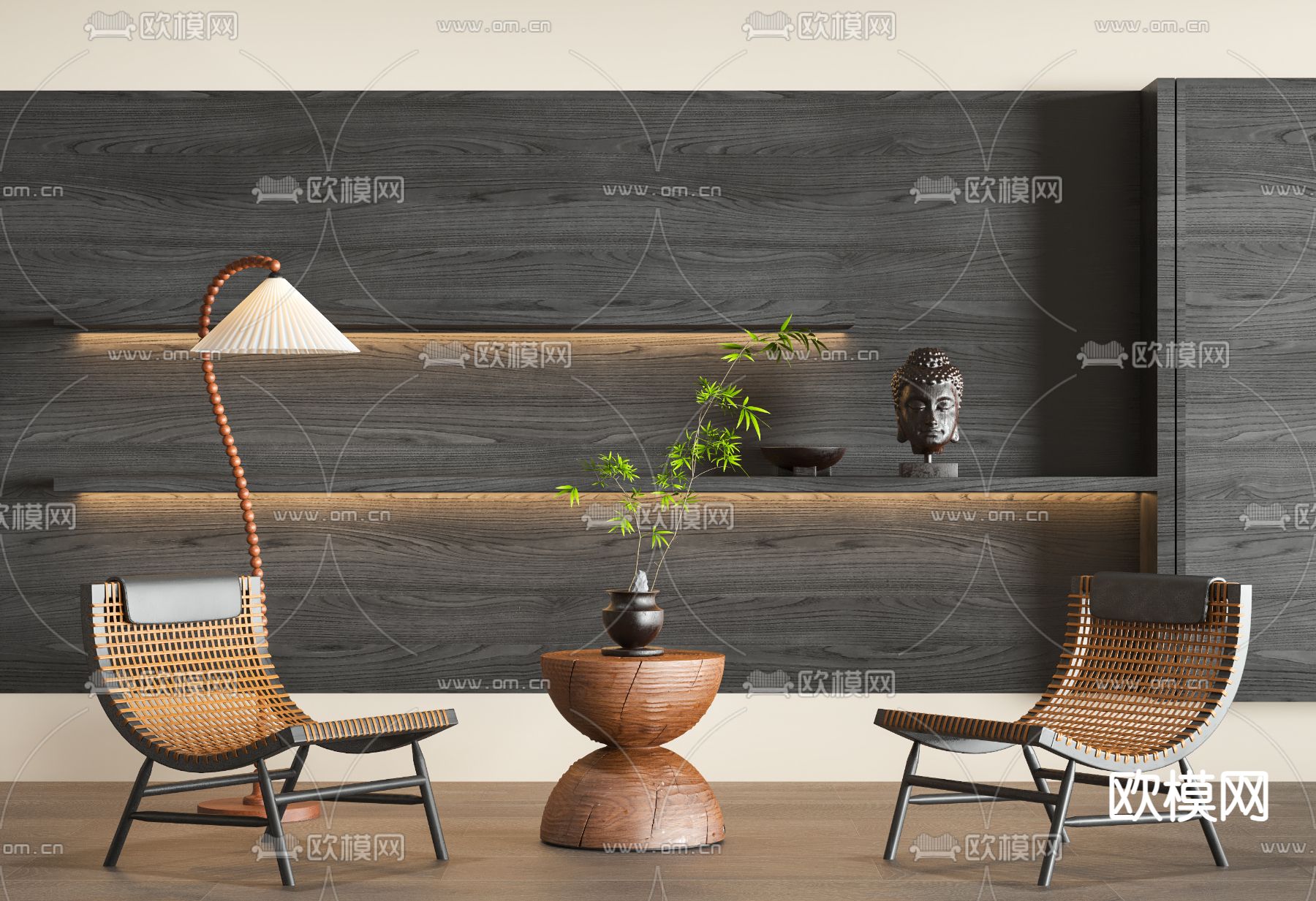 中古休闲椅su模型下载（渲染图1）