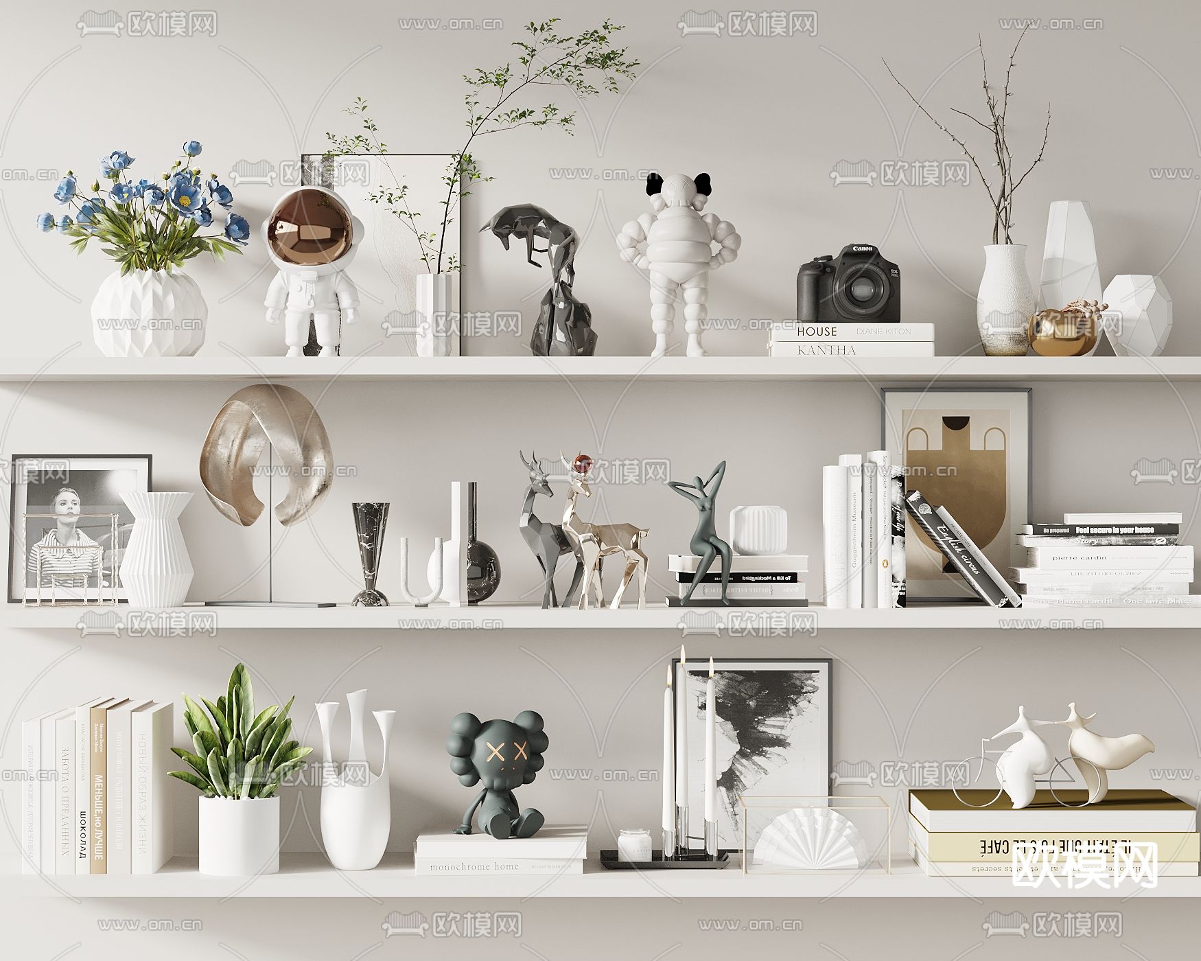 装饰品 摆件 书籍 花瓶 雕塑3d模型下载