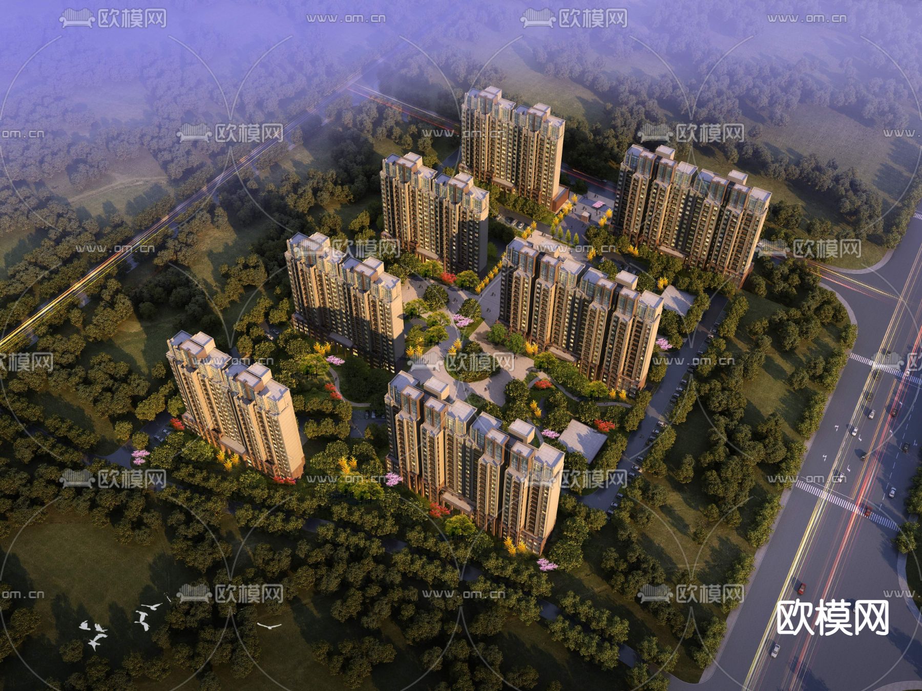 住宅楼鸟瞰23d模型下载