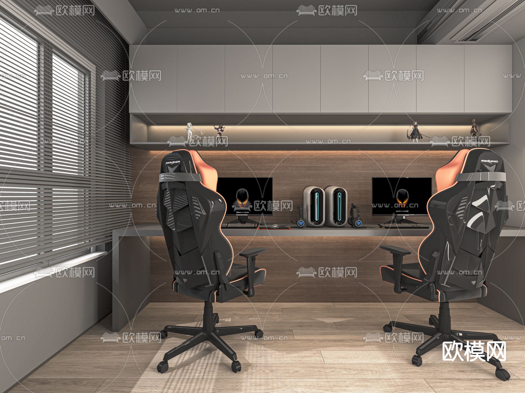 现代电竞室su模型下载（渲染图1）