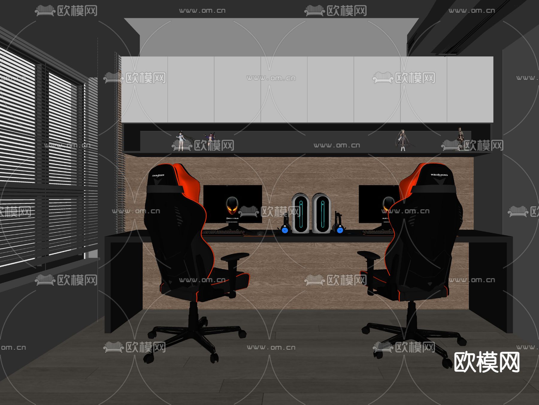 现代电竞室su模型下载（渲染图2）