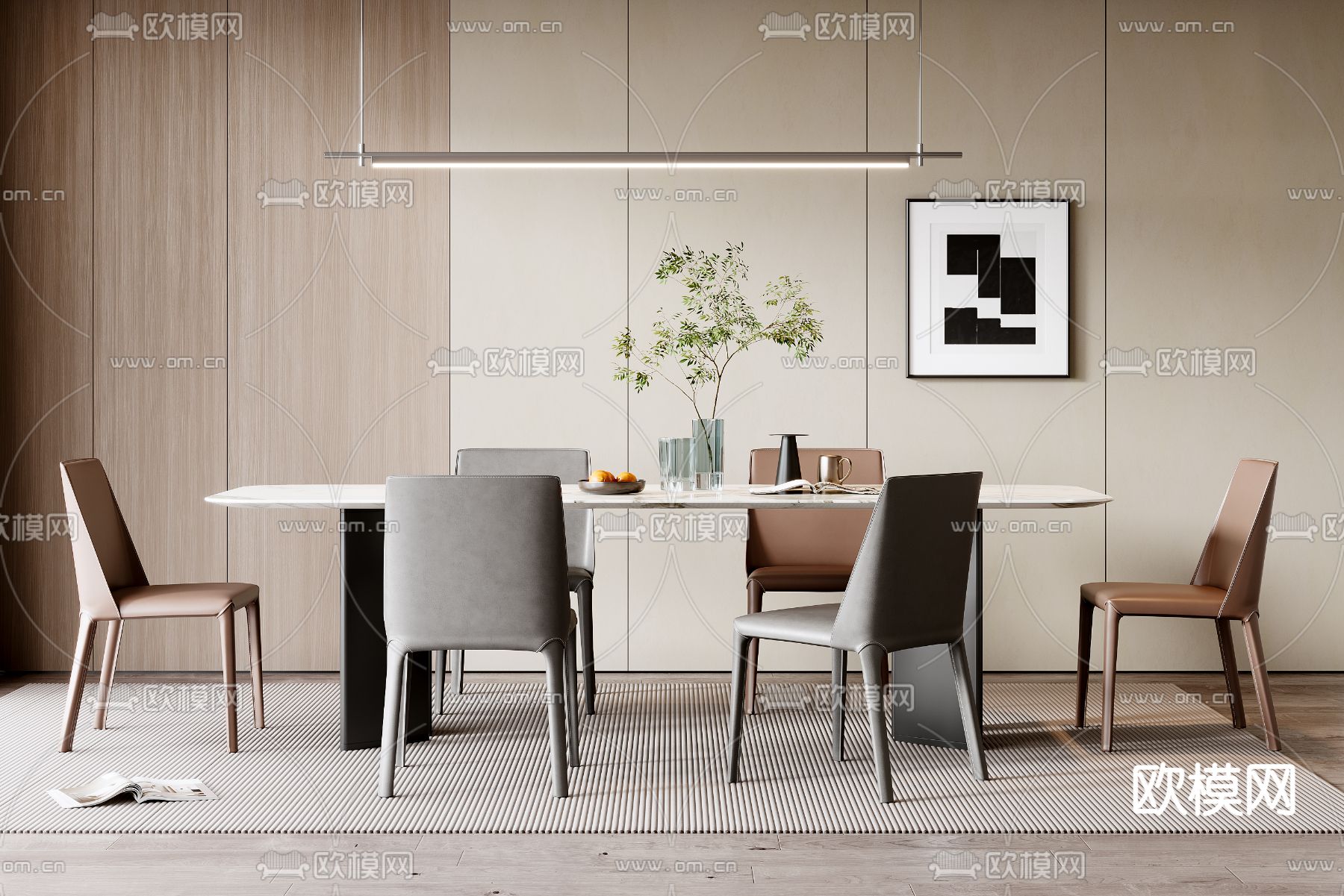 现代餐桌椅3d模型下载