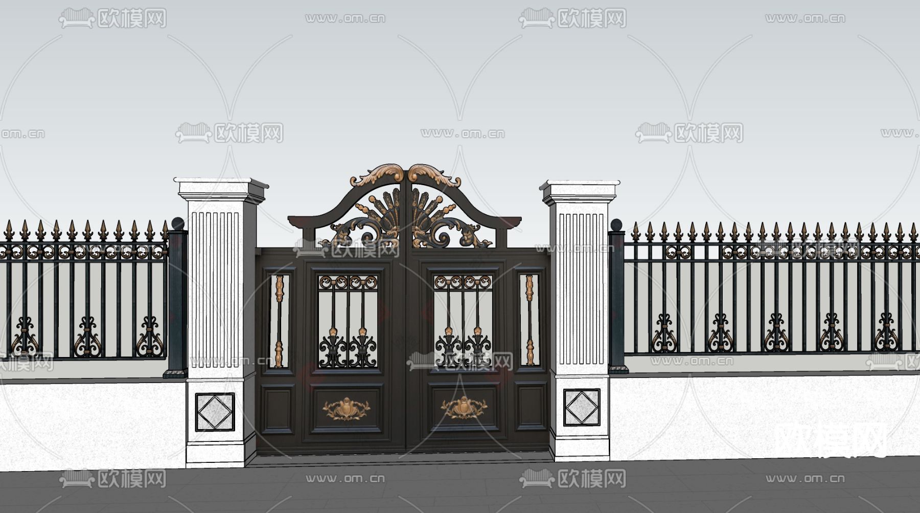 欧式庭院大门su模型下载（渲染图2）