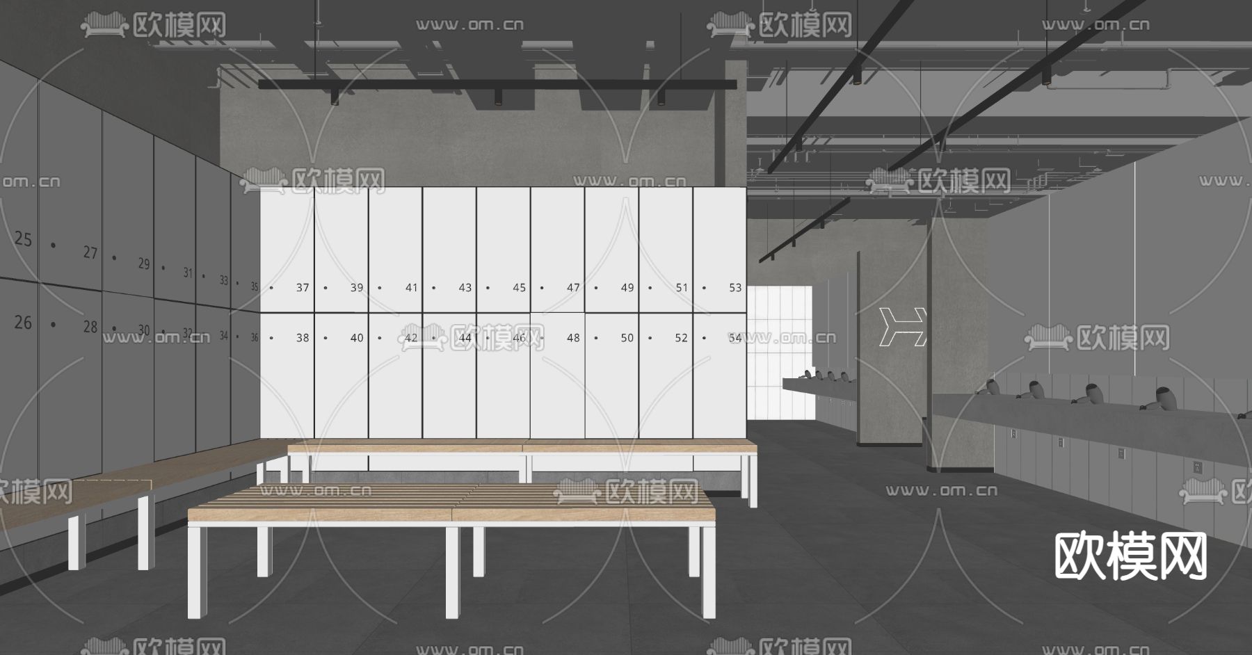 现代更衣室su模型下载（渲染图1）