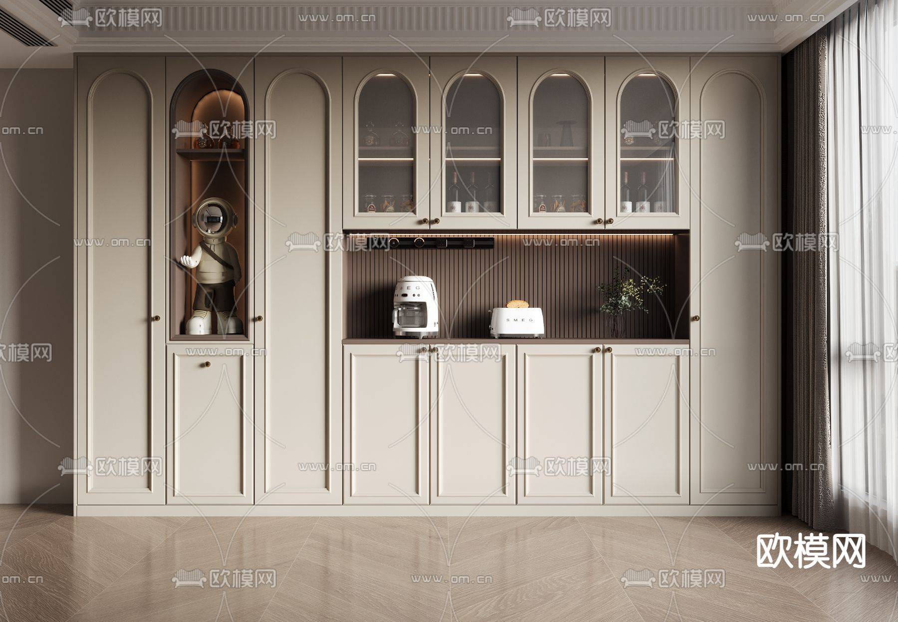 法式酒柜3d模型下载