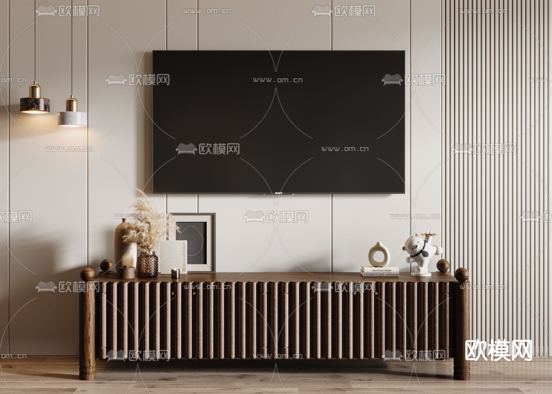 现代电视柜3d模型下载