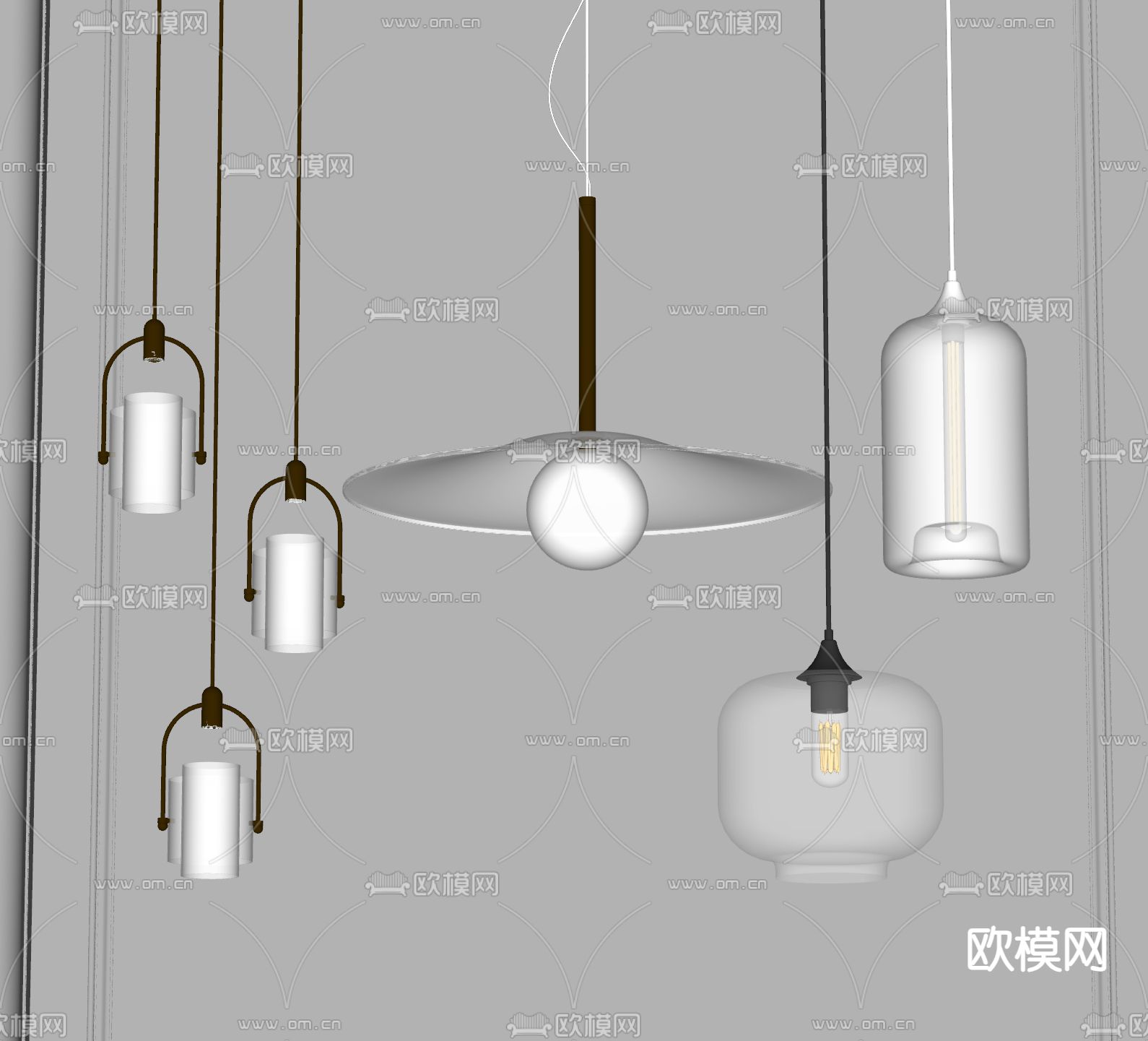 现代吊灯su模型下载（渲染图2）