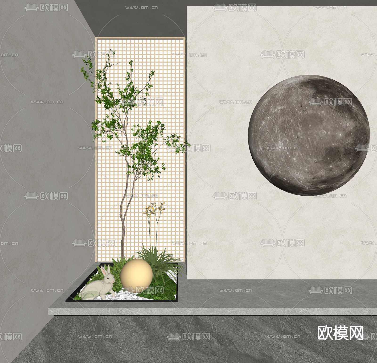 室内景观 植物堆su模型下载（渲染图2）