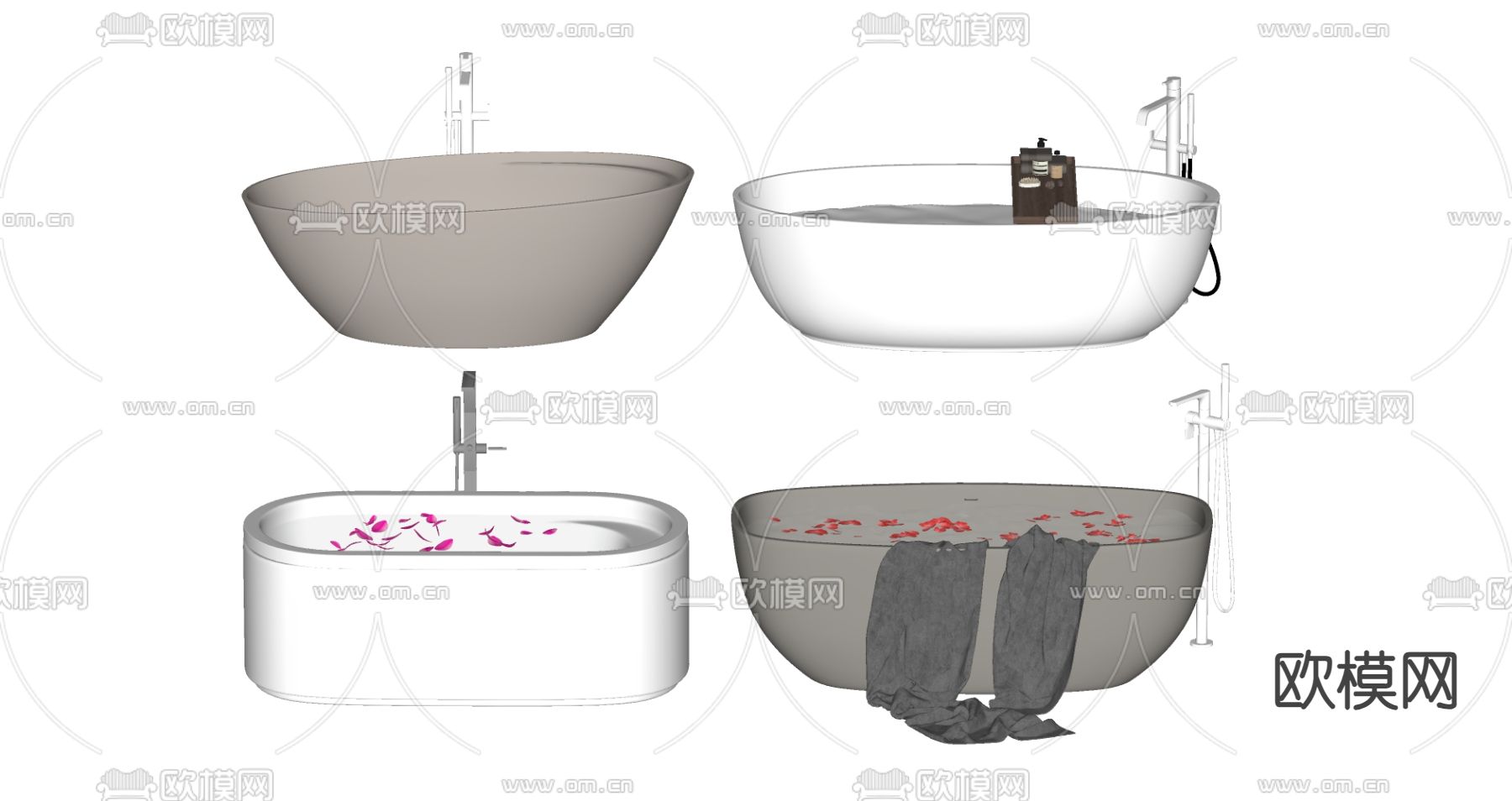 现代浴缸su模型下载（渲染图2）
