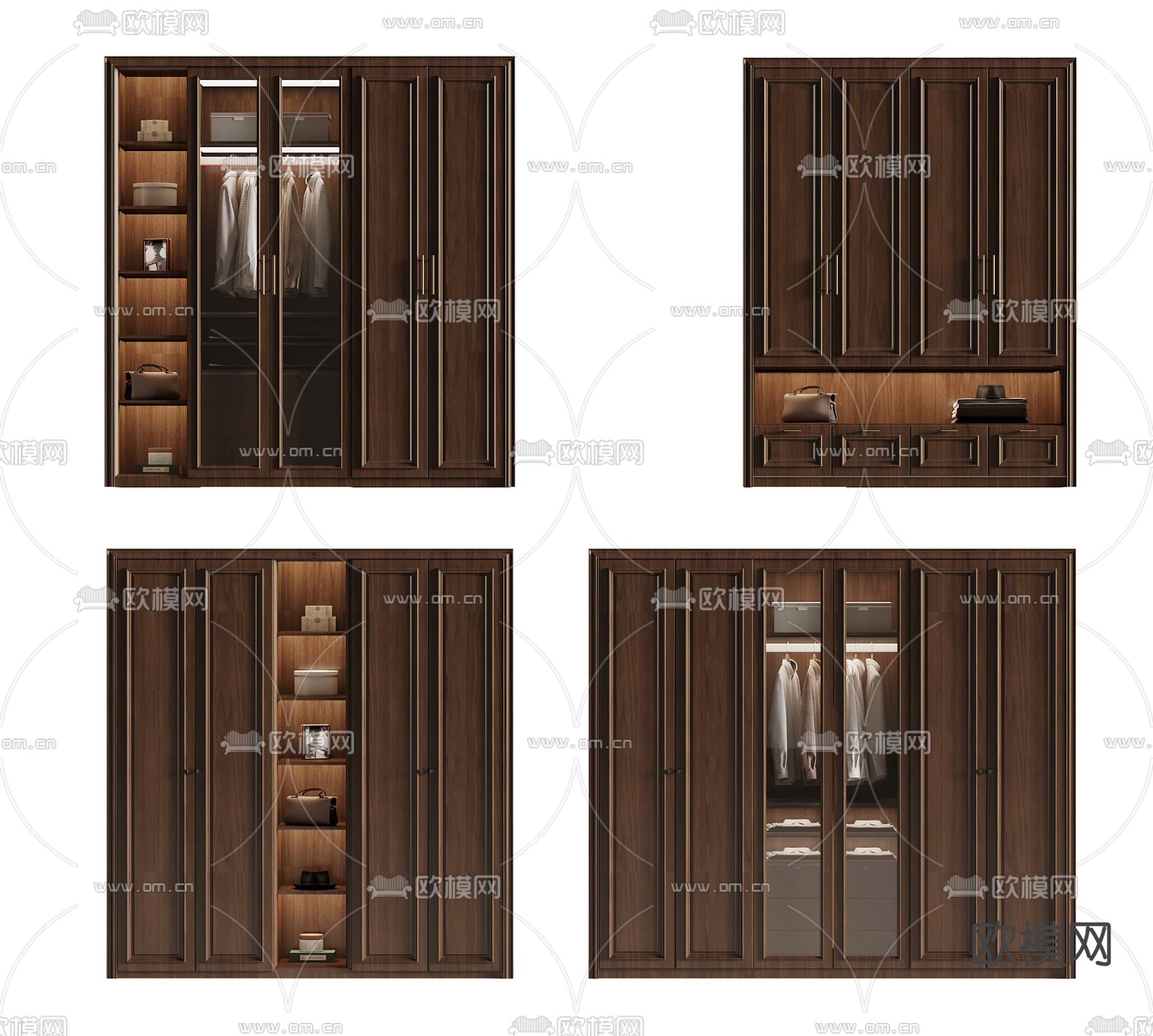 美式衣柜 衣橱3d模型下载
