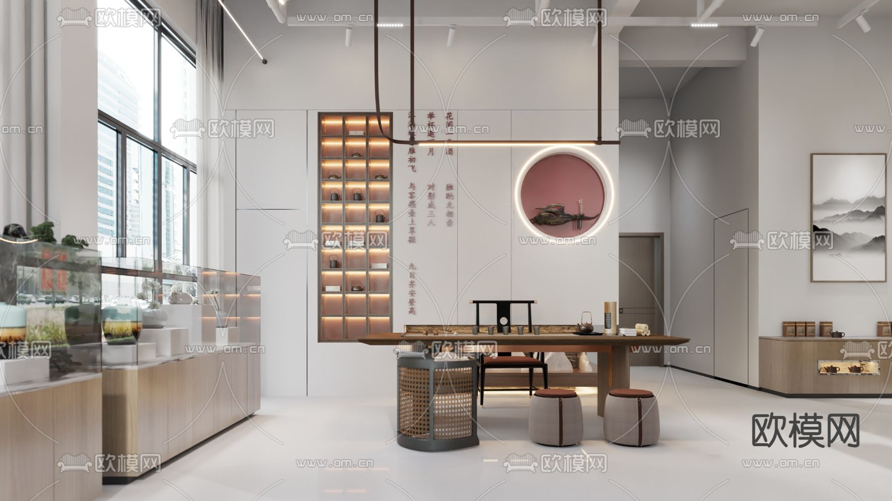 新中式茶馆 茶室3d模型下载（渲染图1）