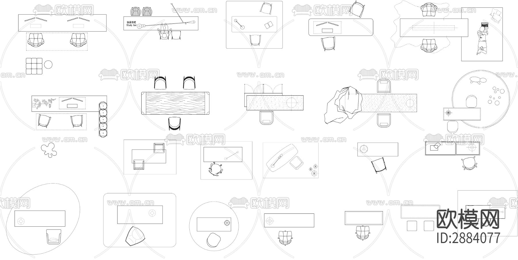 书桌 书画桌cad图库下载（渲染图3）
