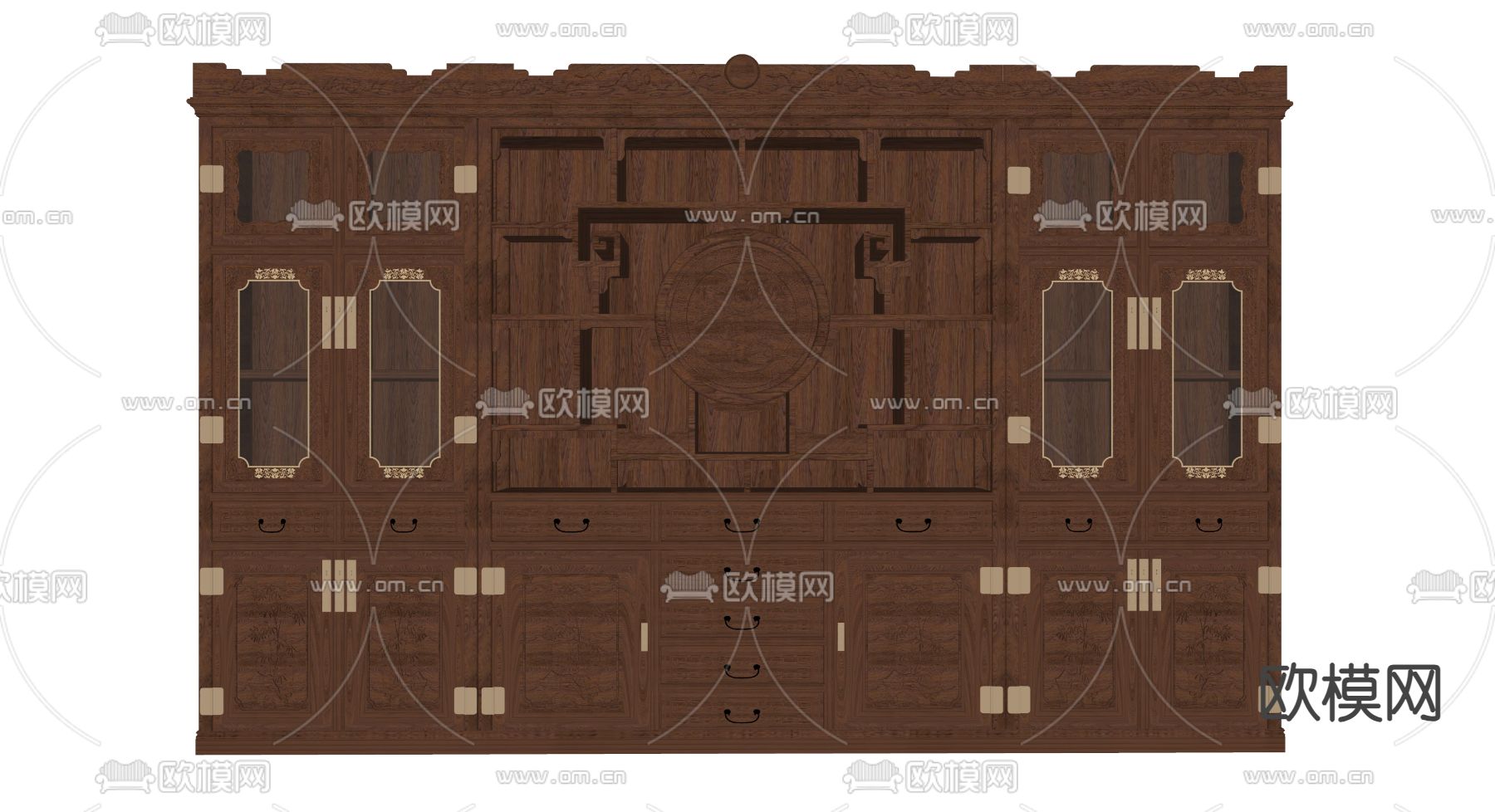 中式酒柜su模型下载（渲染图1）