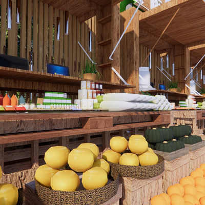  现代乡村庭院 乡村集市su模型 