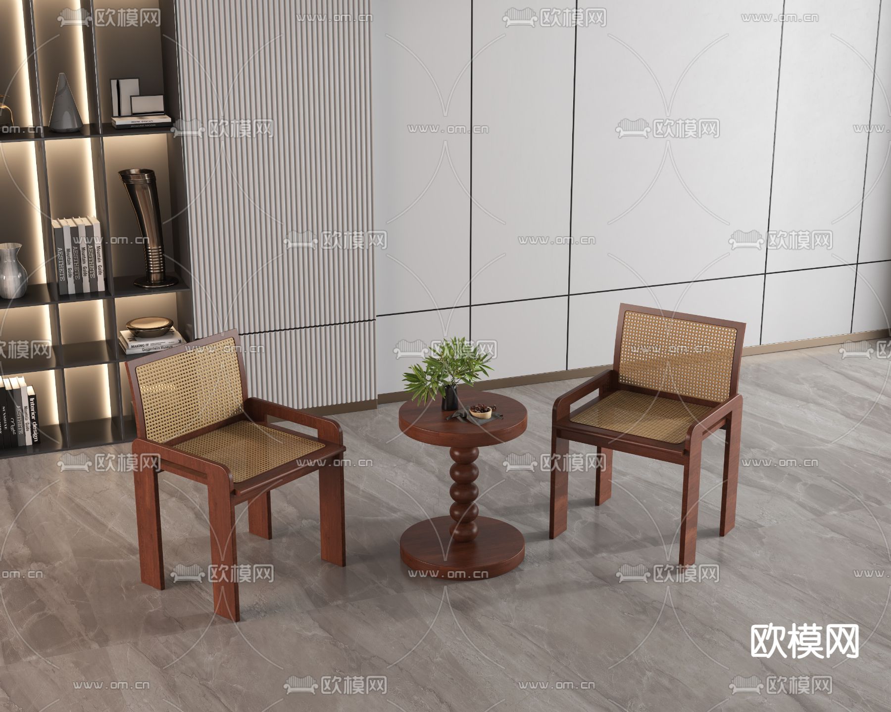 侘寂风椅子 藤编椅 单椅3d模型下载