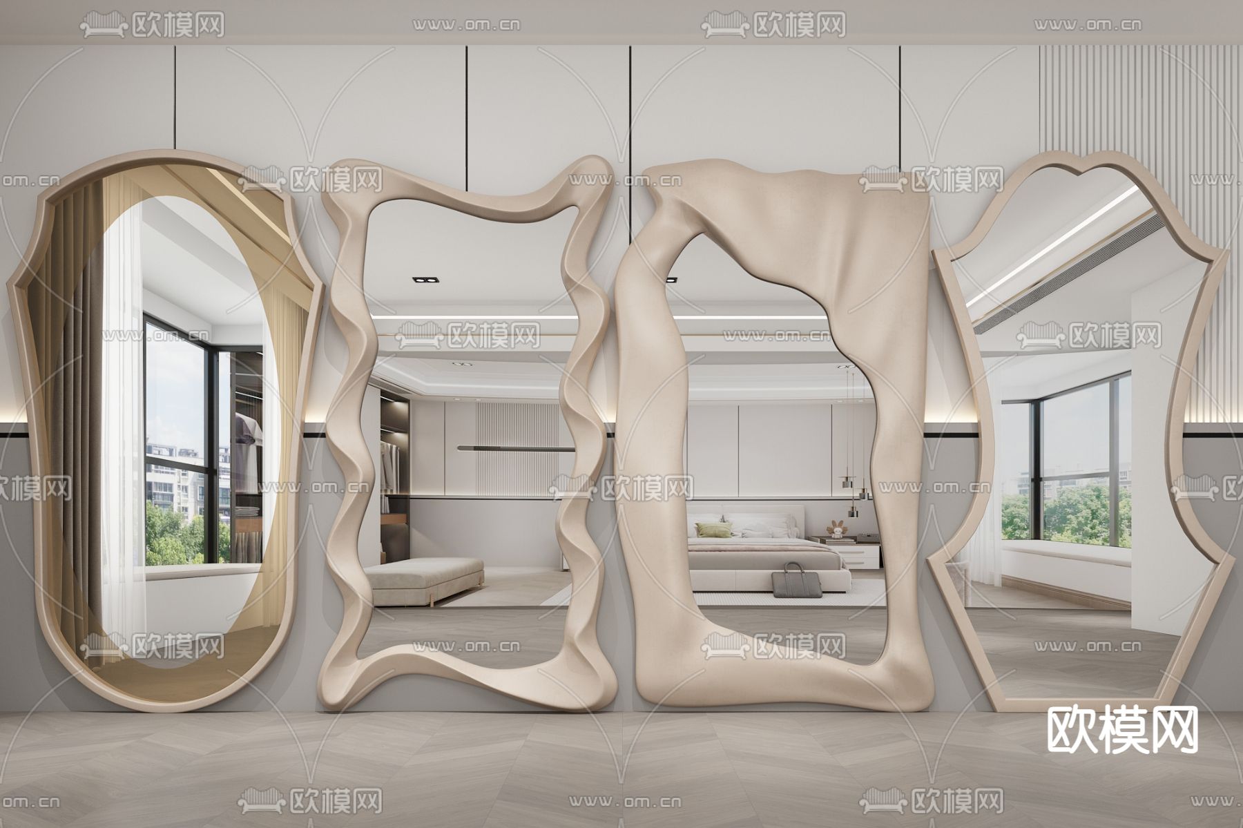 异形镜子 全身镜 穿衣镜3d模型下载