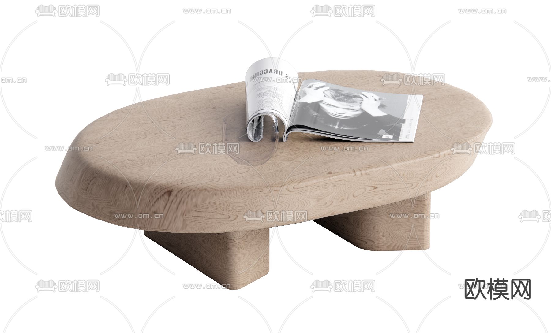侘寂风茶几su模型下载（渲染图1）