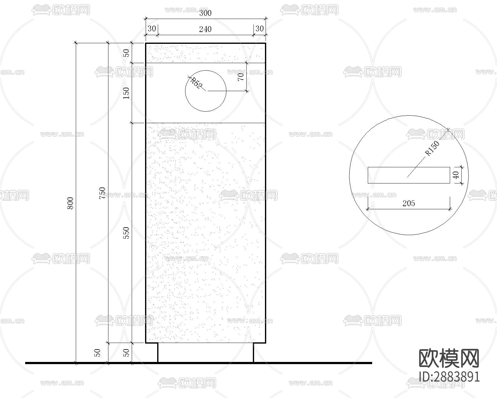 垃圾桶cad大样图下载（渲染图5）