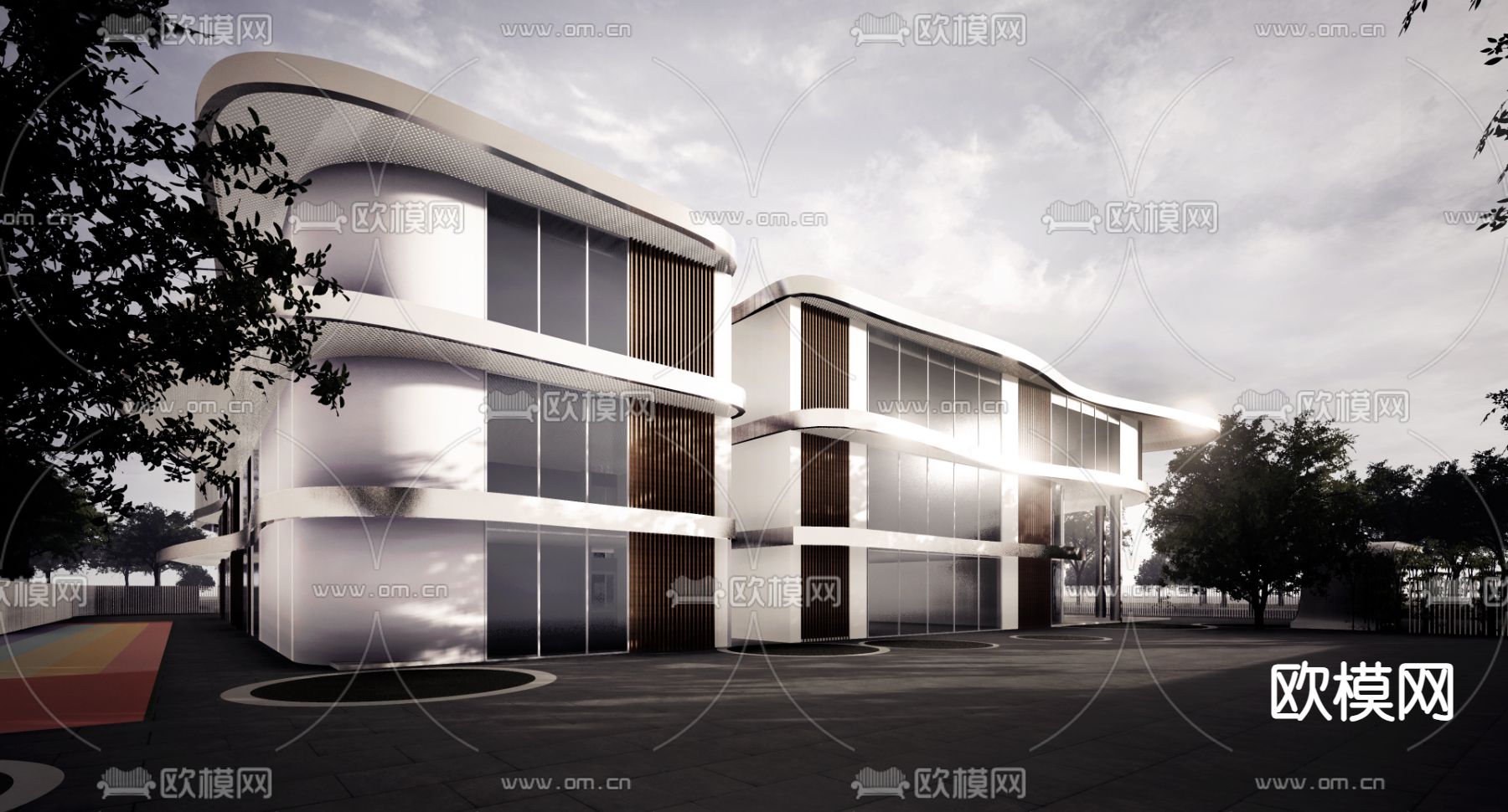 社区公服鸟瞰su模型下载（渲染图5）