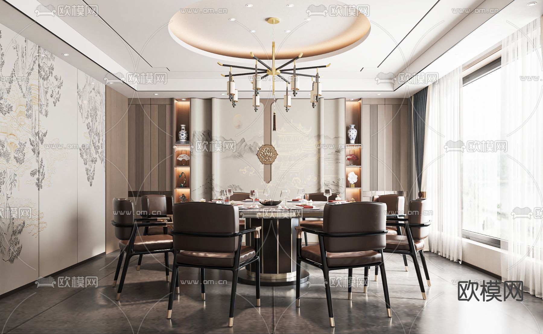 中餐厅包房 包间 包厢3d模型下载