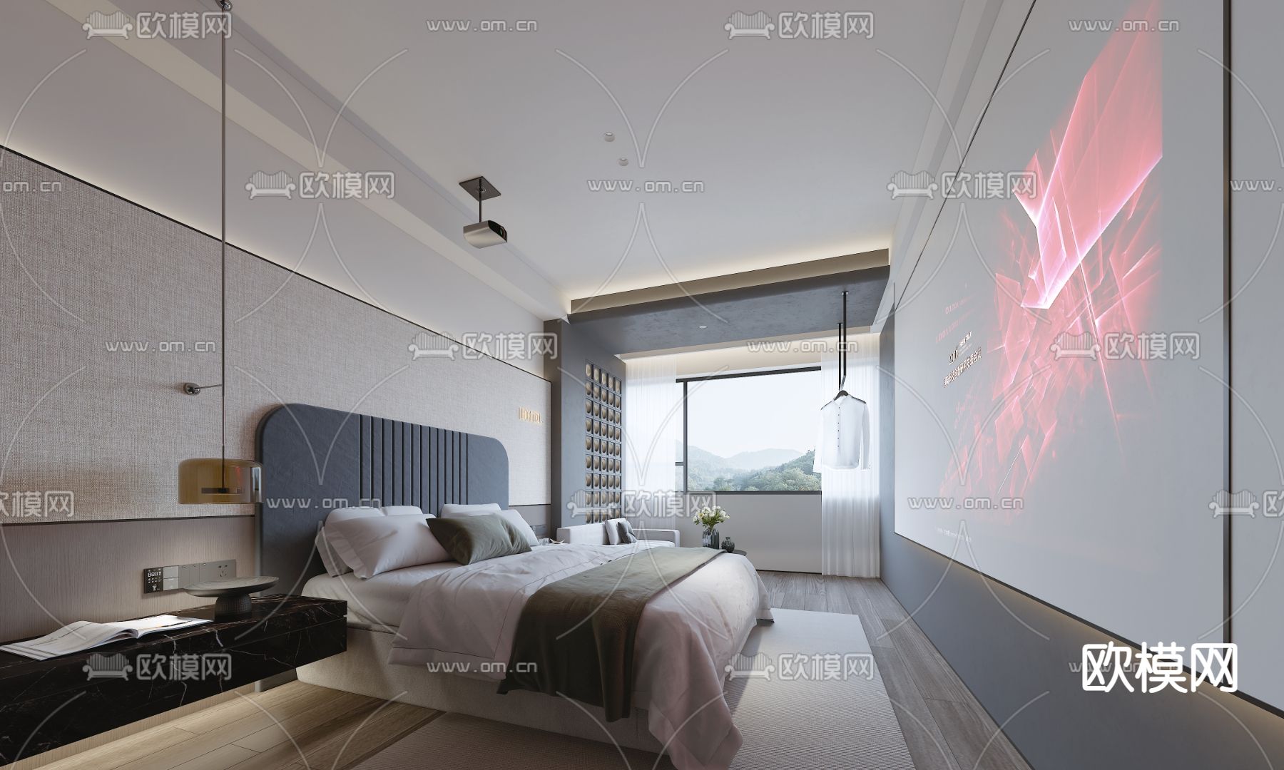 酒店客房 大床房3d模型下载