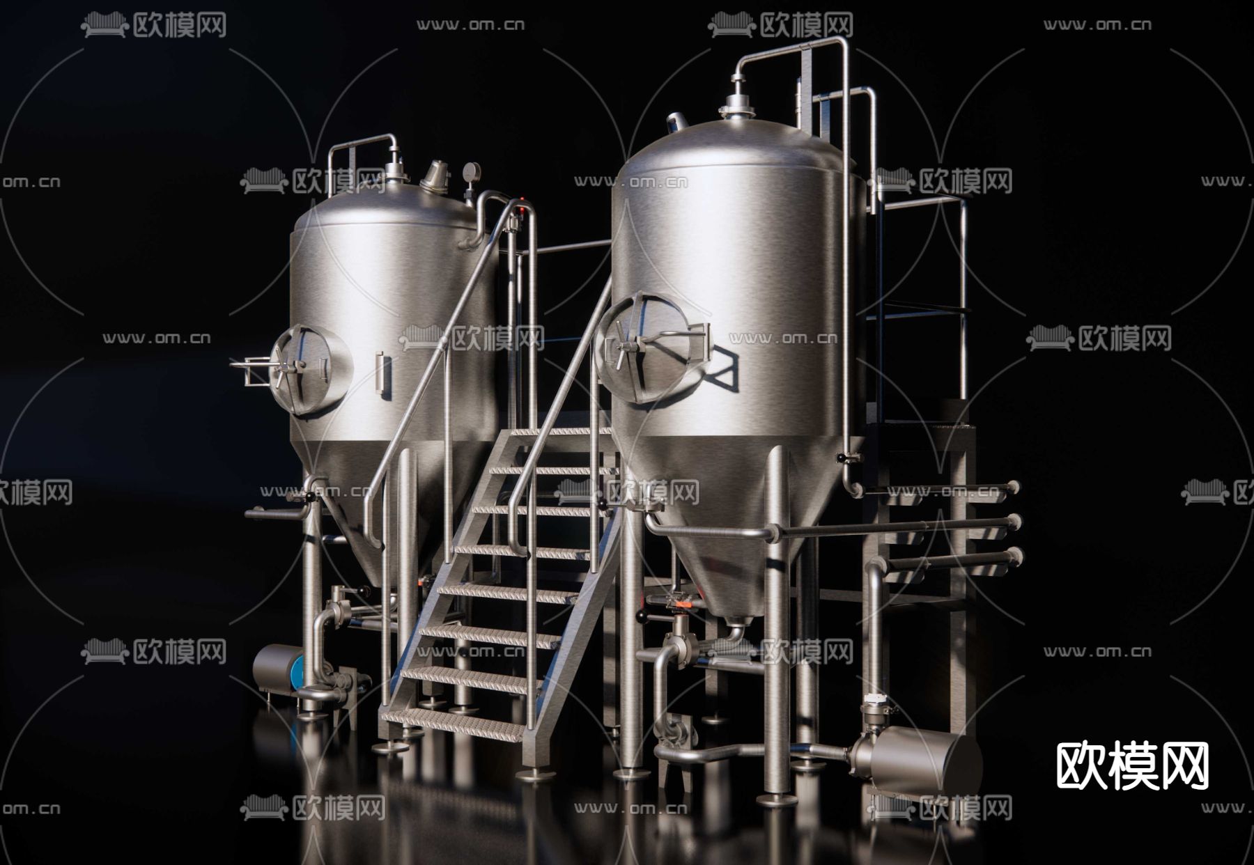 啤酒发酵罐su模型下载（渲染图3）