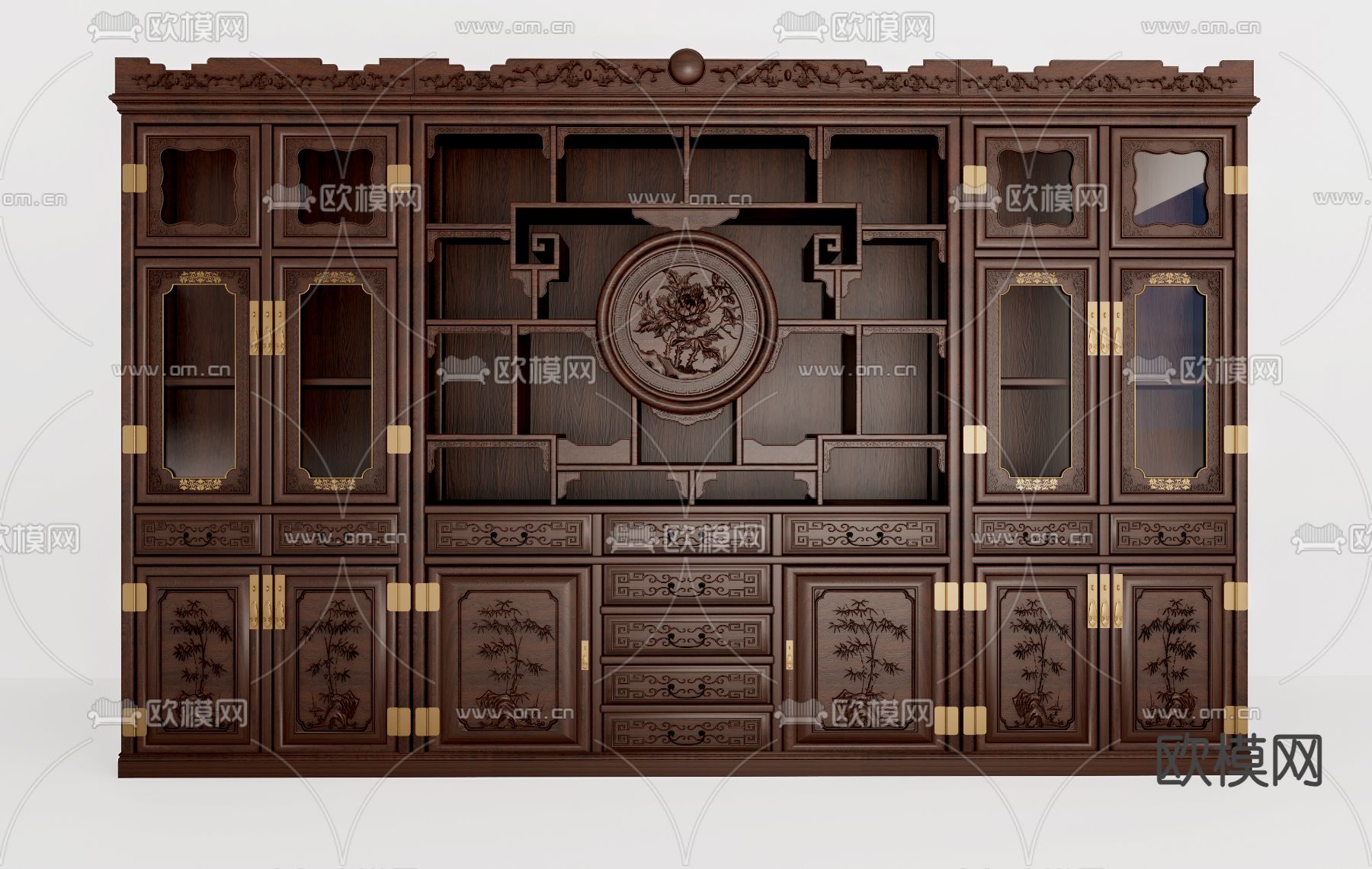 中式酒柜su模型下载（渲染图2）