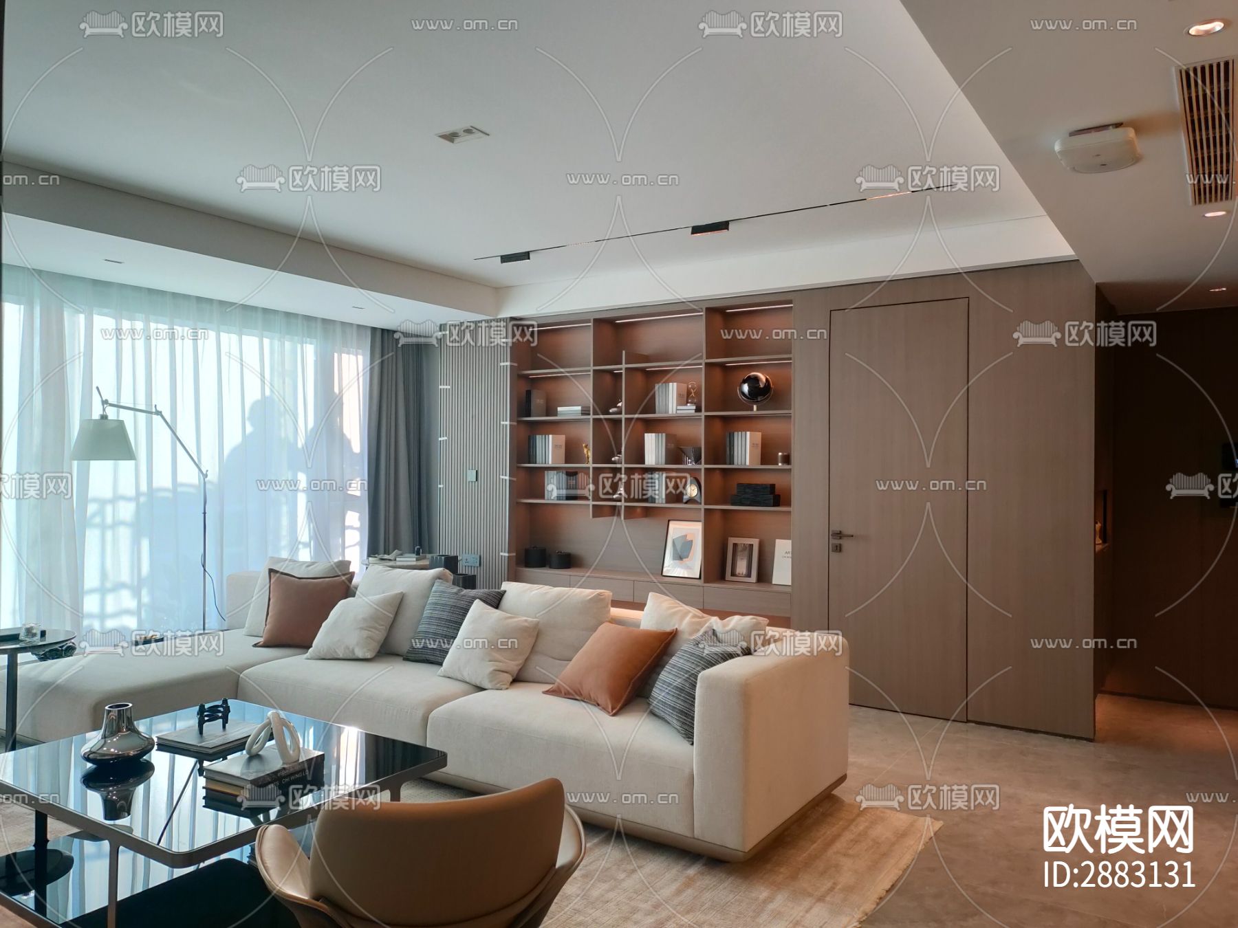 丹健国际-天津招商167户型样板房cad施工图下载（渲染图3）