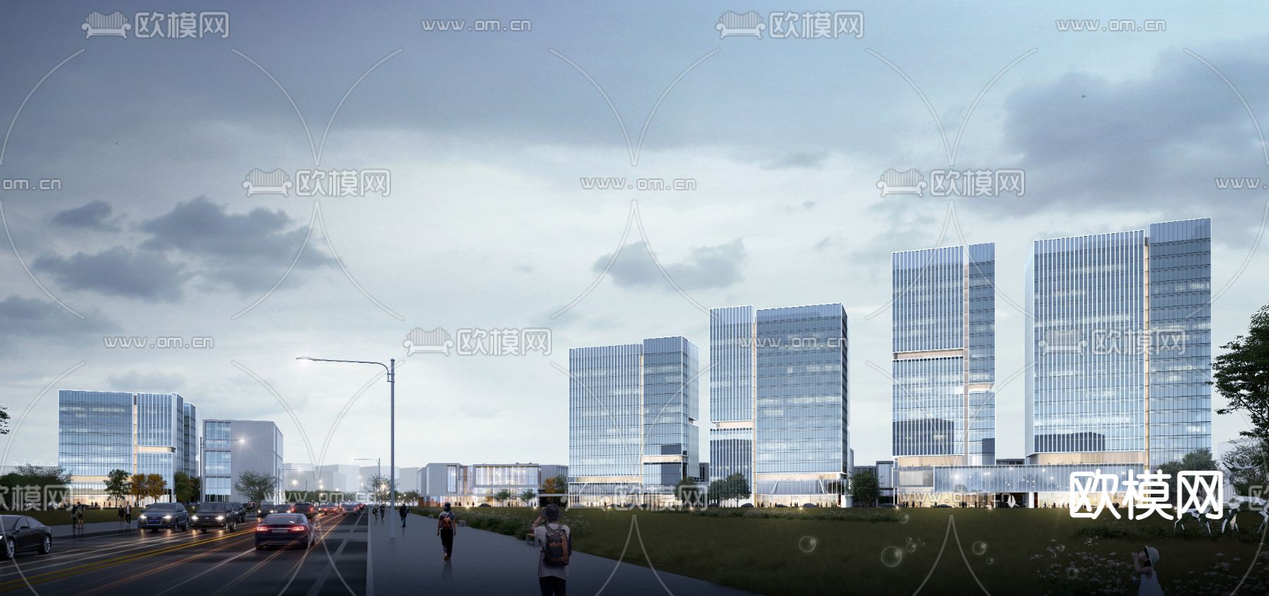 现代产业园鸟瞰su模型下载（渲染图2）