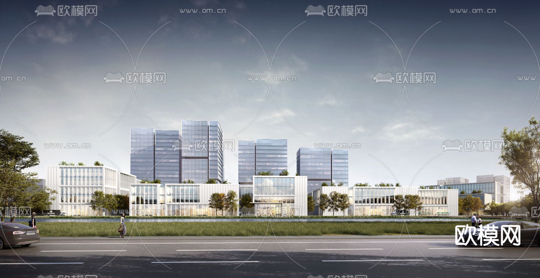 现代产业园鸟瞰su模型下载（渲染图3）