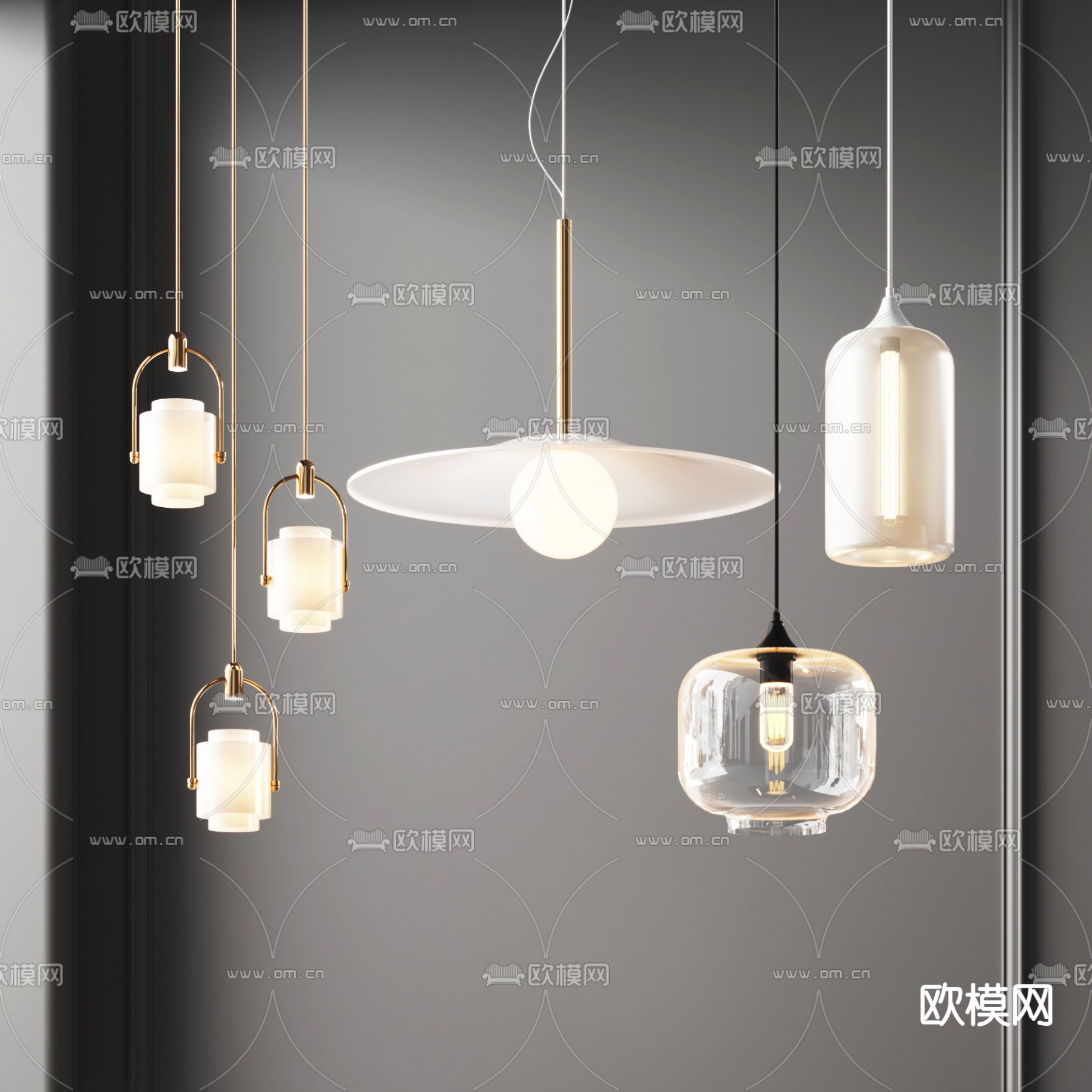现代吊灯su模型下载（渲染图1）