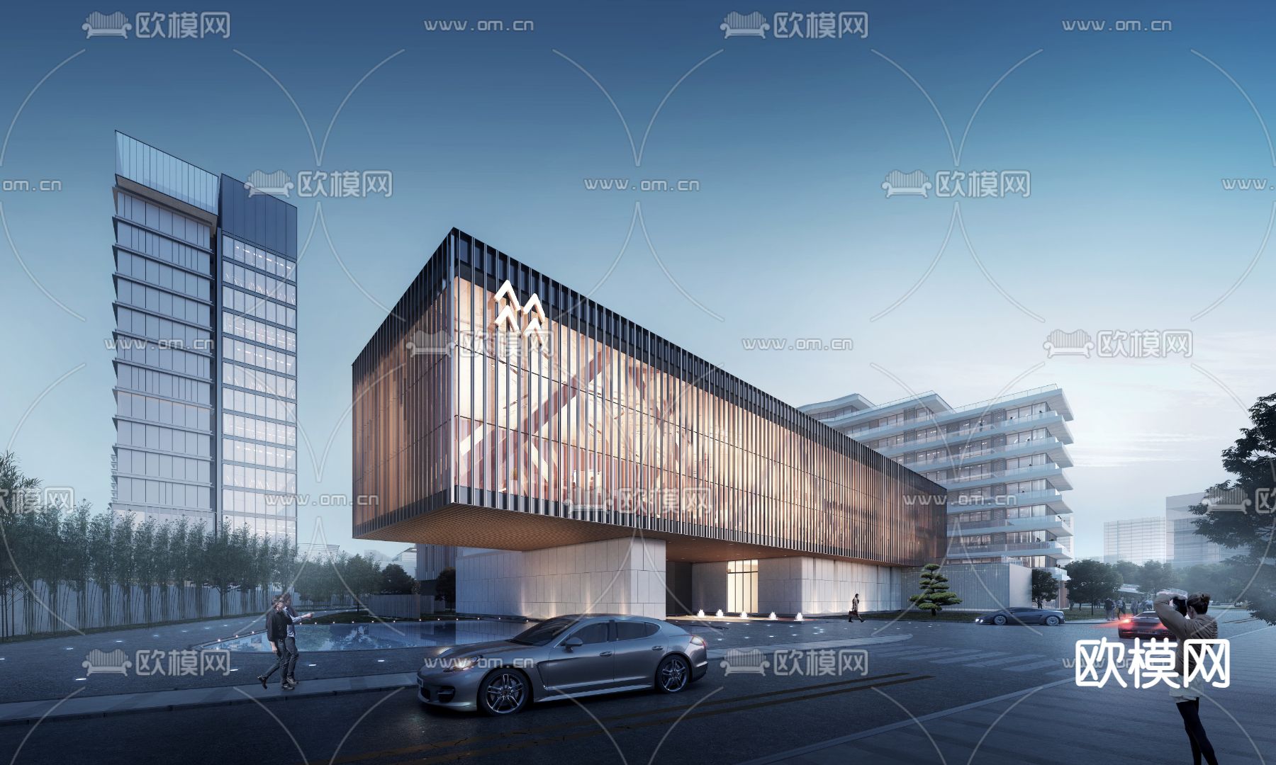 现代办公楼鸟瞰su模型下载（渲染图5）