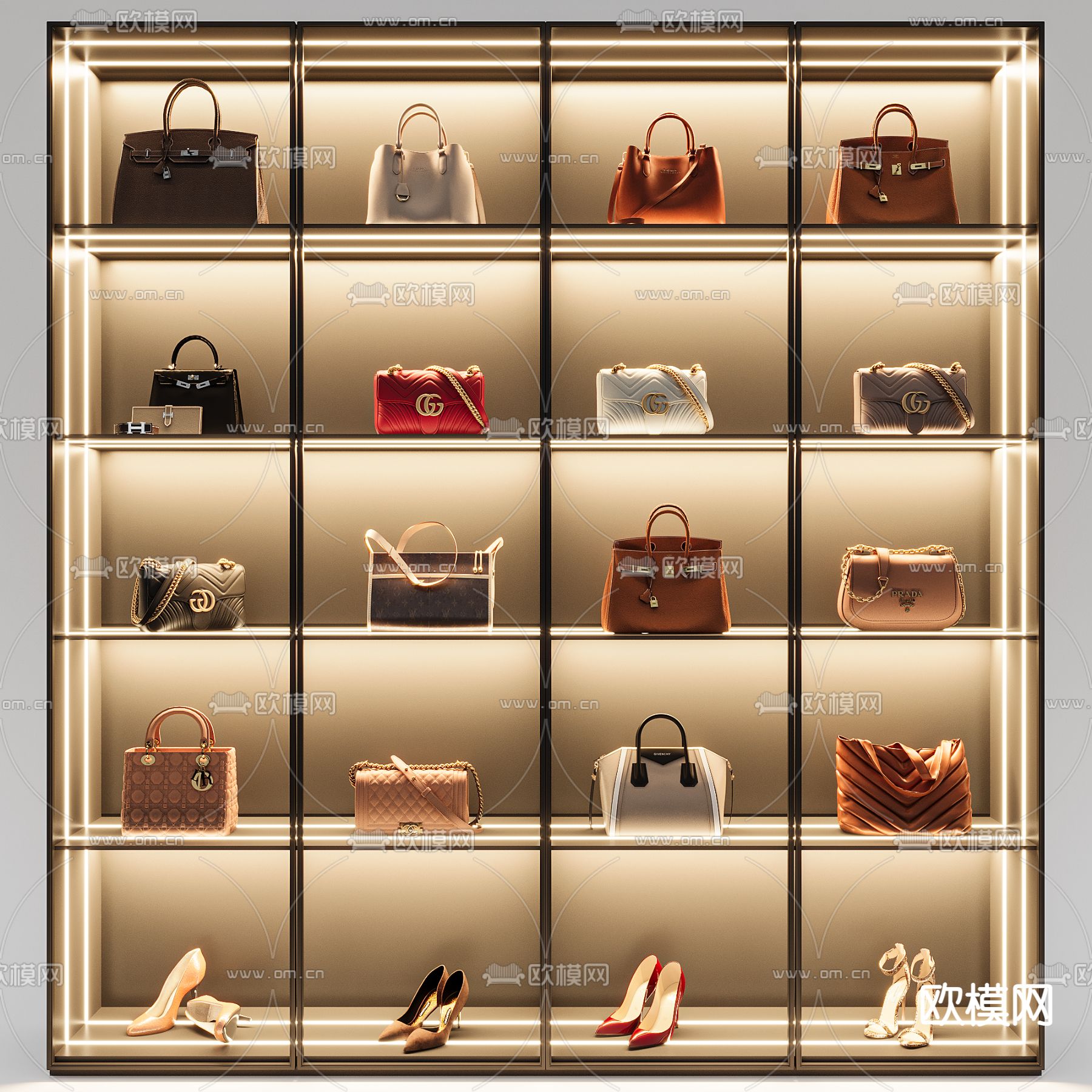 手提包 挎包 包包 高跟鞋 女士包3d模型下载