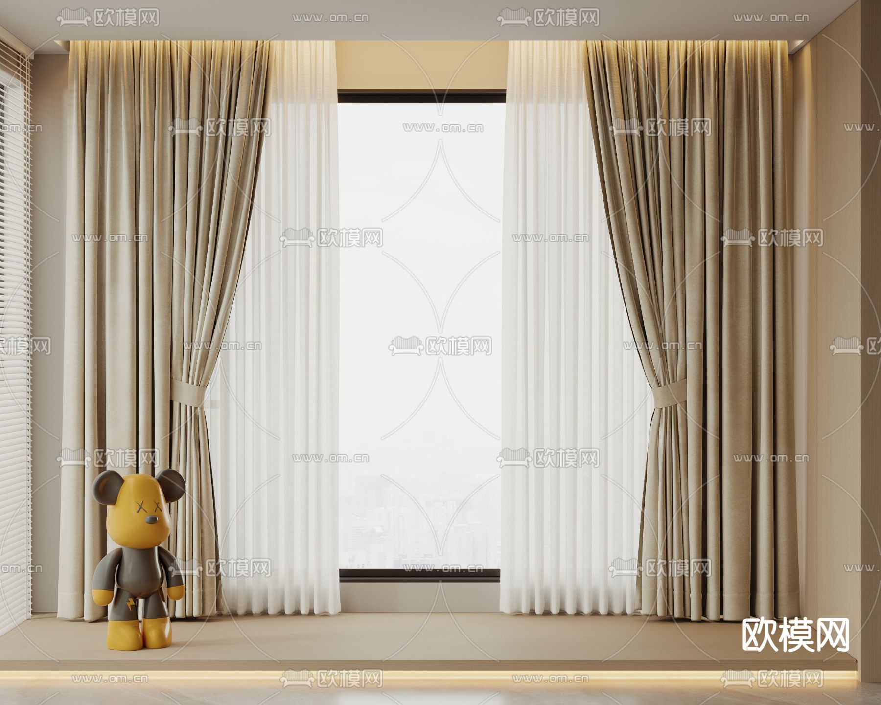 素色窗帘 纱帘3d模型下载