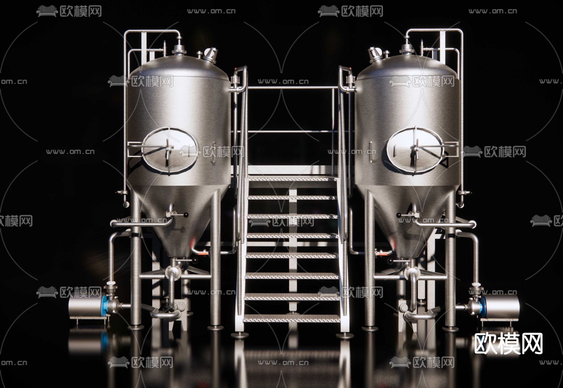 啤酒发酵罐su模型下载（渲染图1）