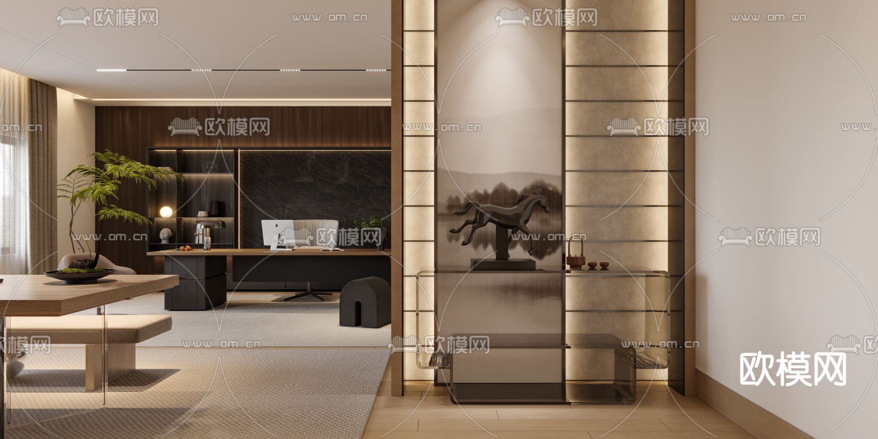 总经理室 董事长室3d模型下载（渲染图3）