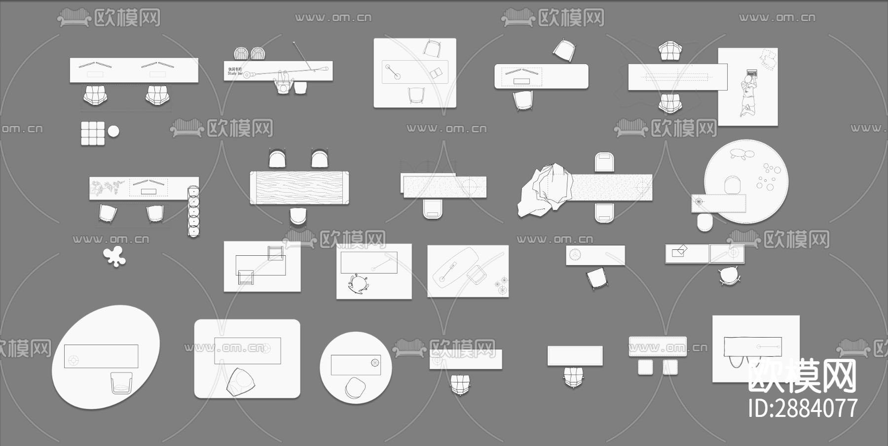 书桌 书画桌cad图库下载（渲染图2）