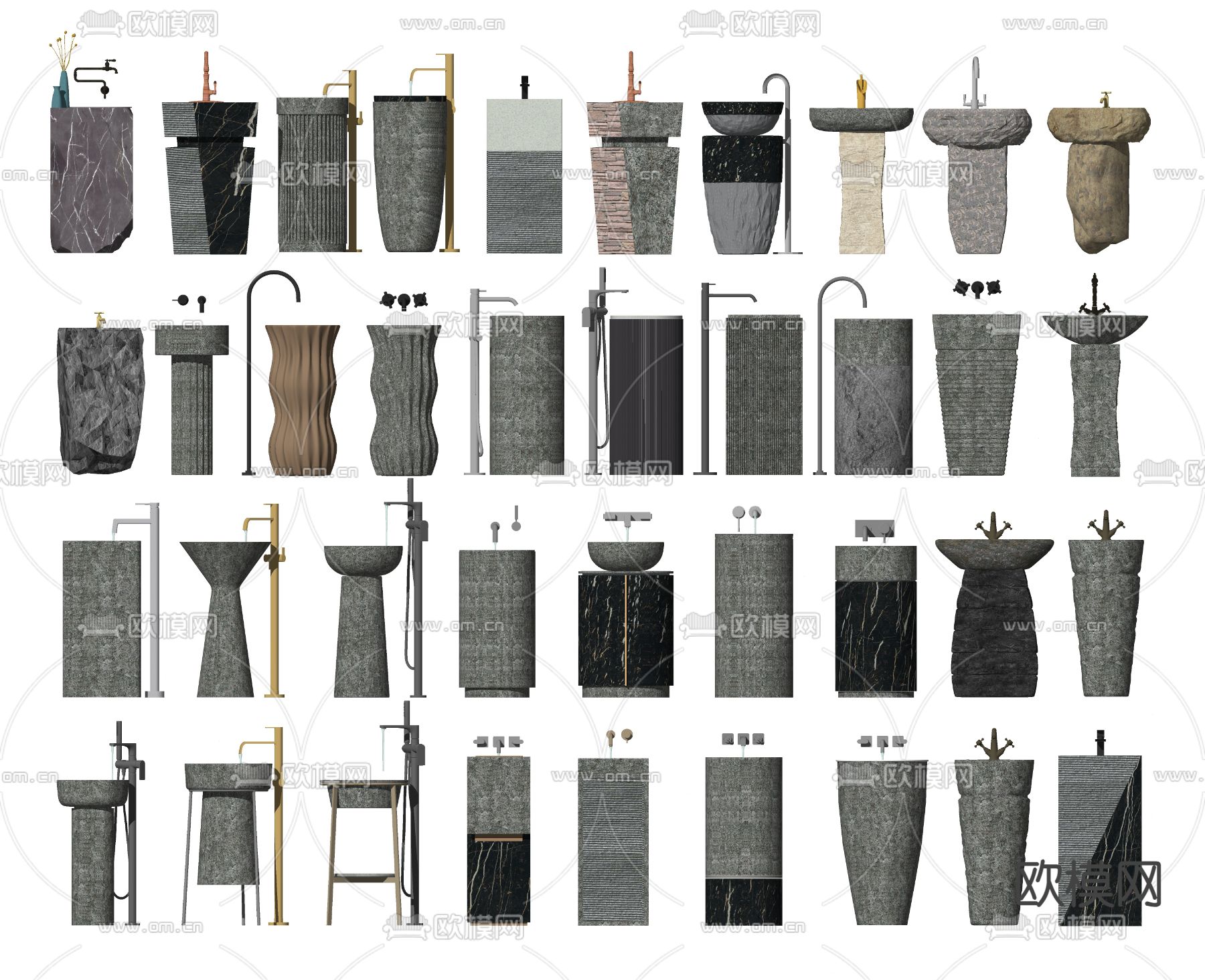石槽洗手盆su模型
