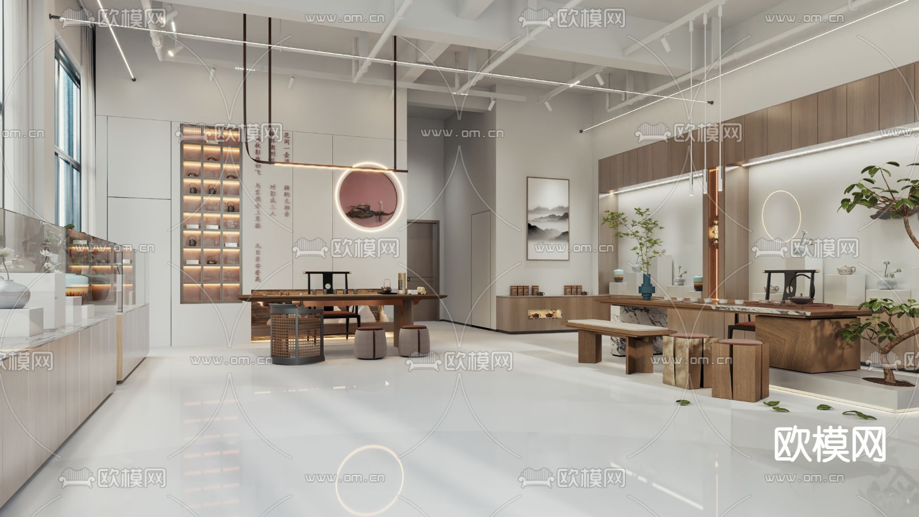 新中式茶馆 茶室3d模型下载（渲染图2）